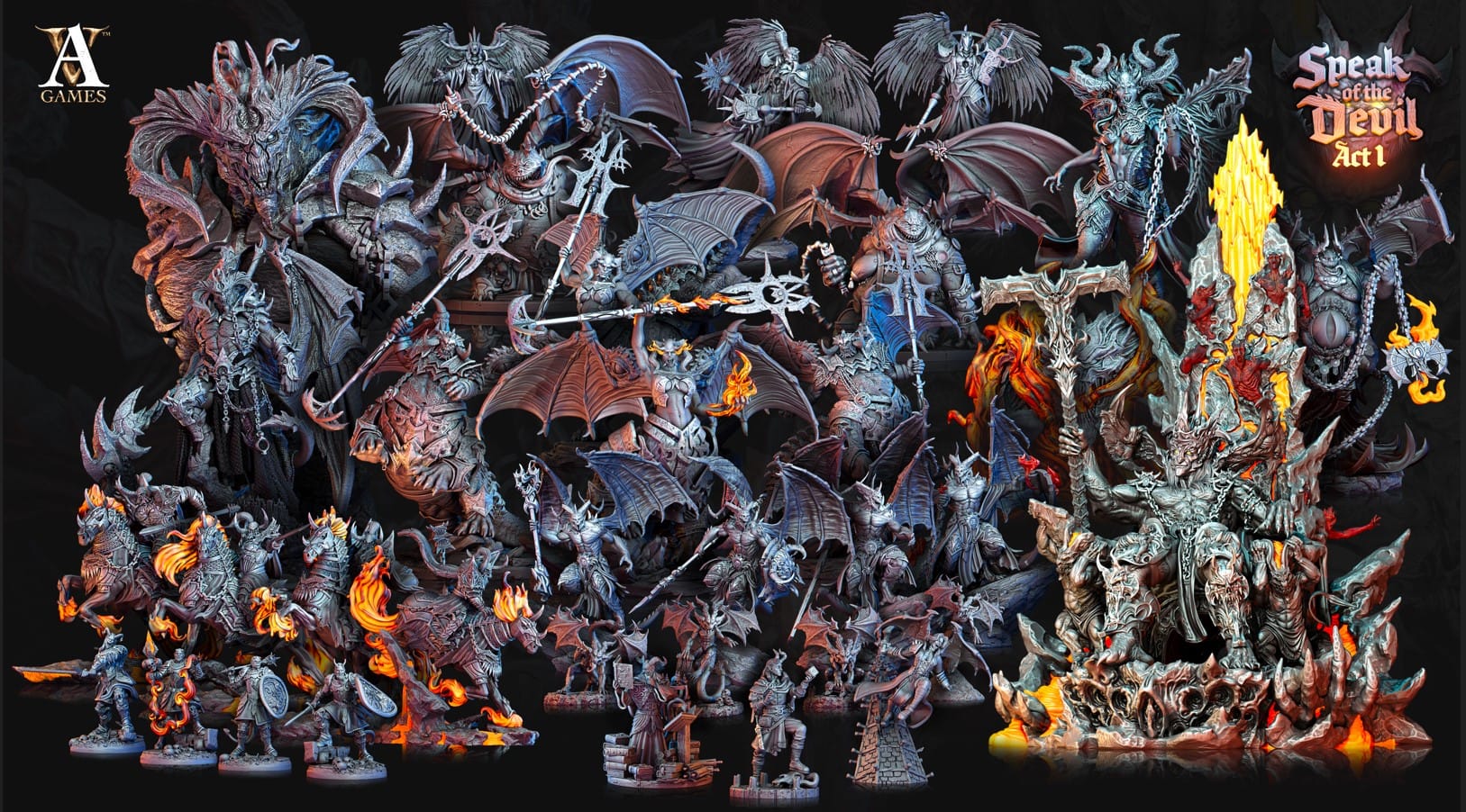 3D Printed Archvillain Games Horned Devil Speak of the Devil Act I 28 32mm D&D