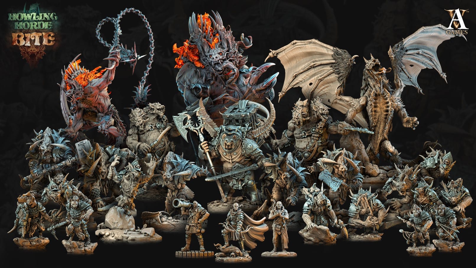 3D Printed Archvillain Games Howling Horde - Gnoll Brutes 28mm 32mm D&D