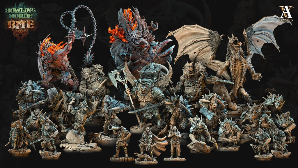 3D Printed Archvillain Games Howling Horde - Hyena Dragon 28mm 32mm D&D