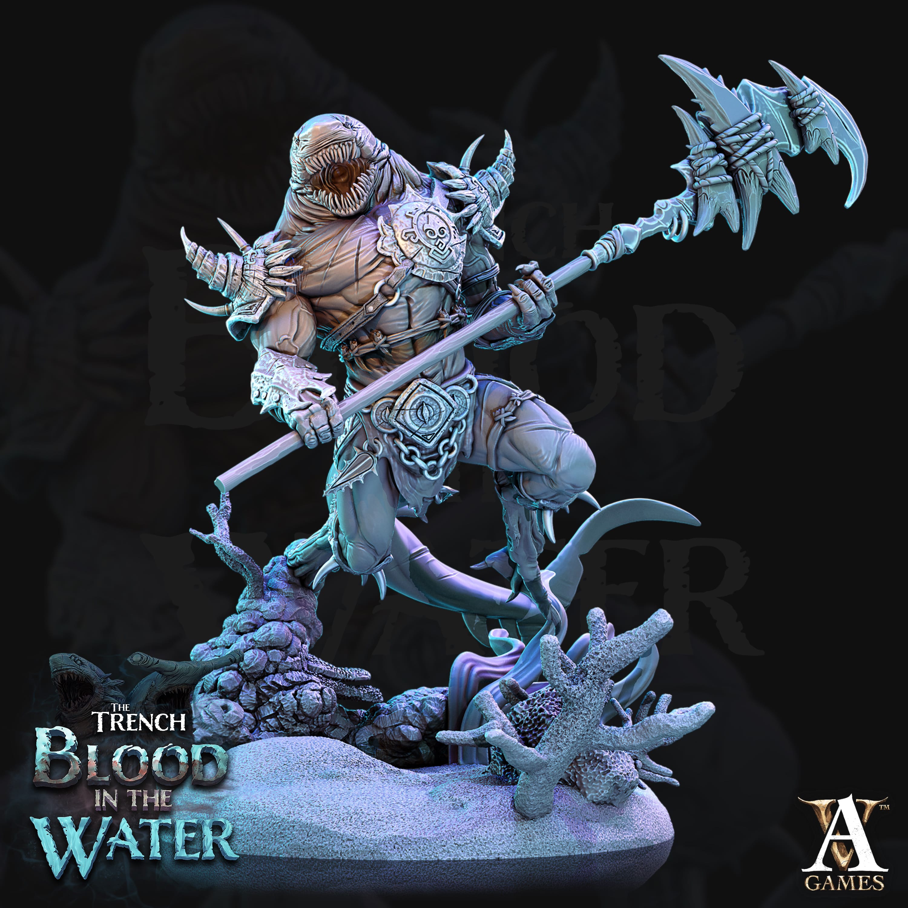 3D Printed Archvillain Games Karkhari The Trench Blood In the Water 28 32mm D&D