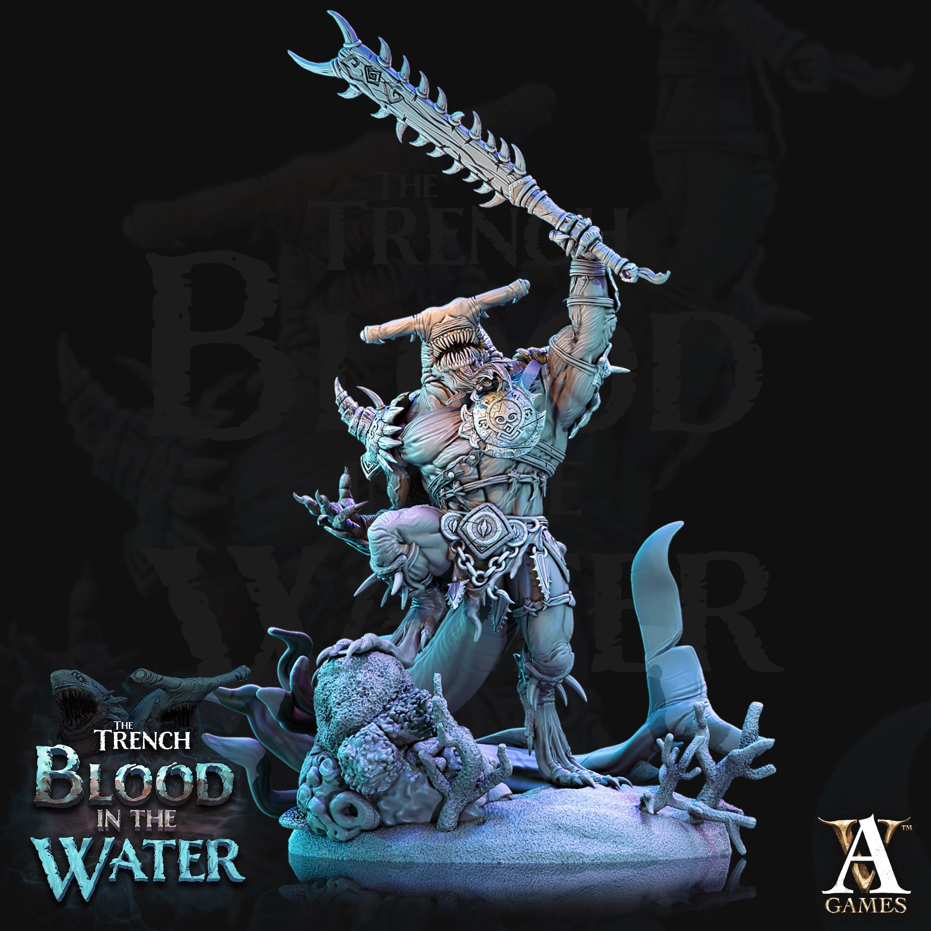 3D Printed Archvillain Games Karkhari The Trench Blood In the Water 28 32mm D&D