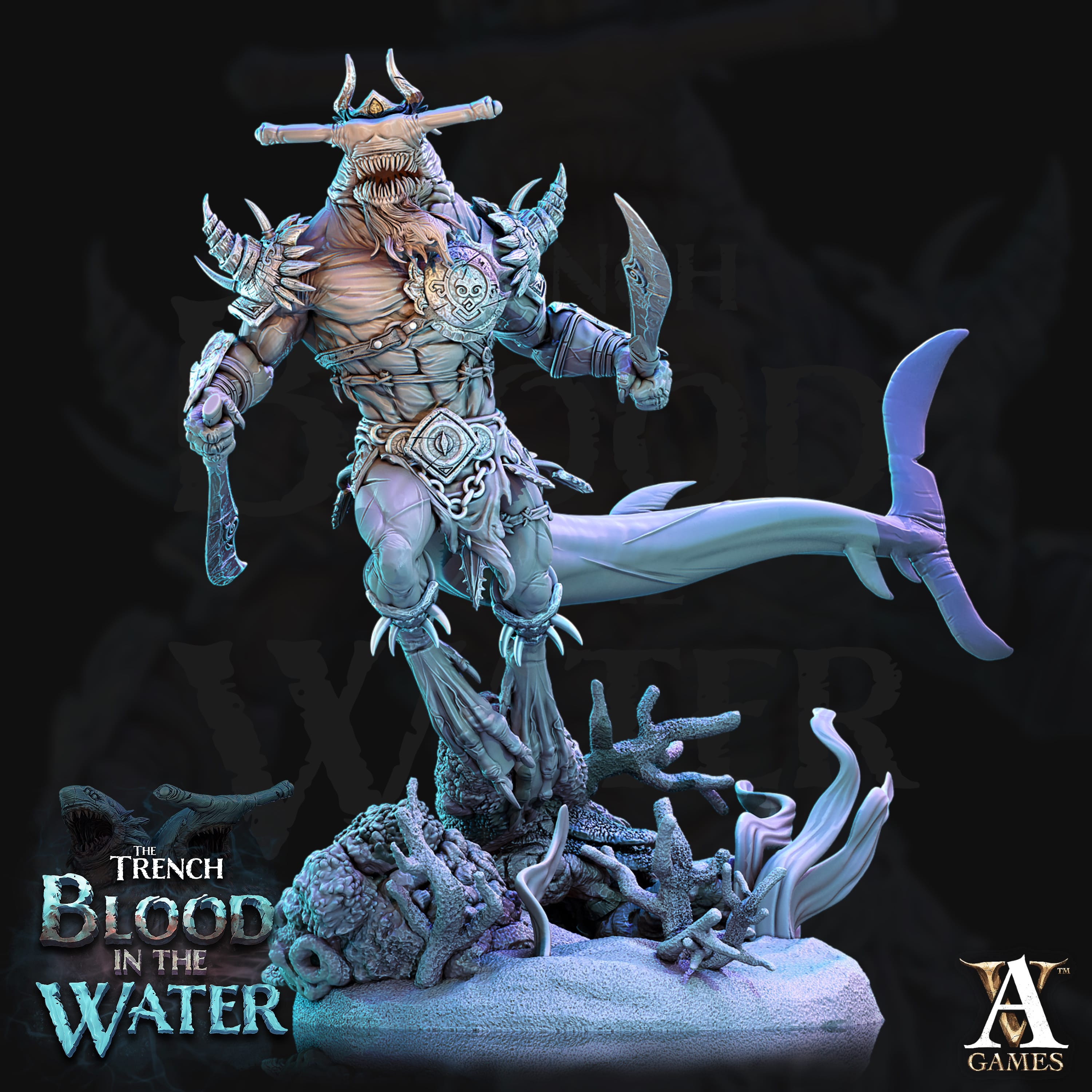 3D Printed Archvillain Games Karkhari The Trench Blood In the Water 28 32mm D&D