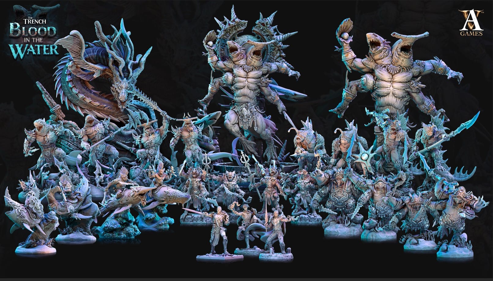 3D Printed Archvillain Games Karkhari The Trench Blood In the Water 28 32mm D&D