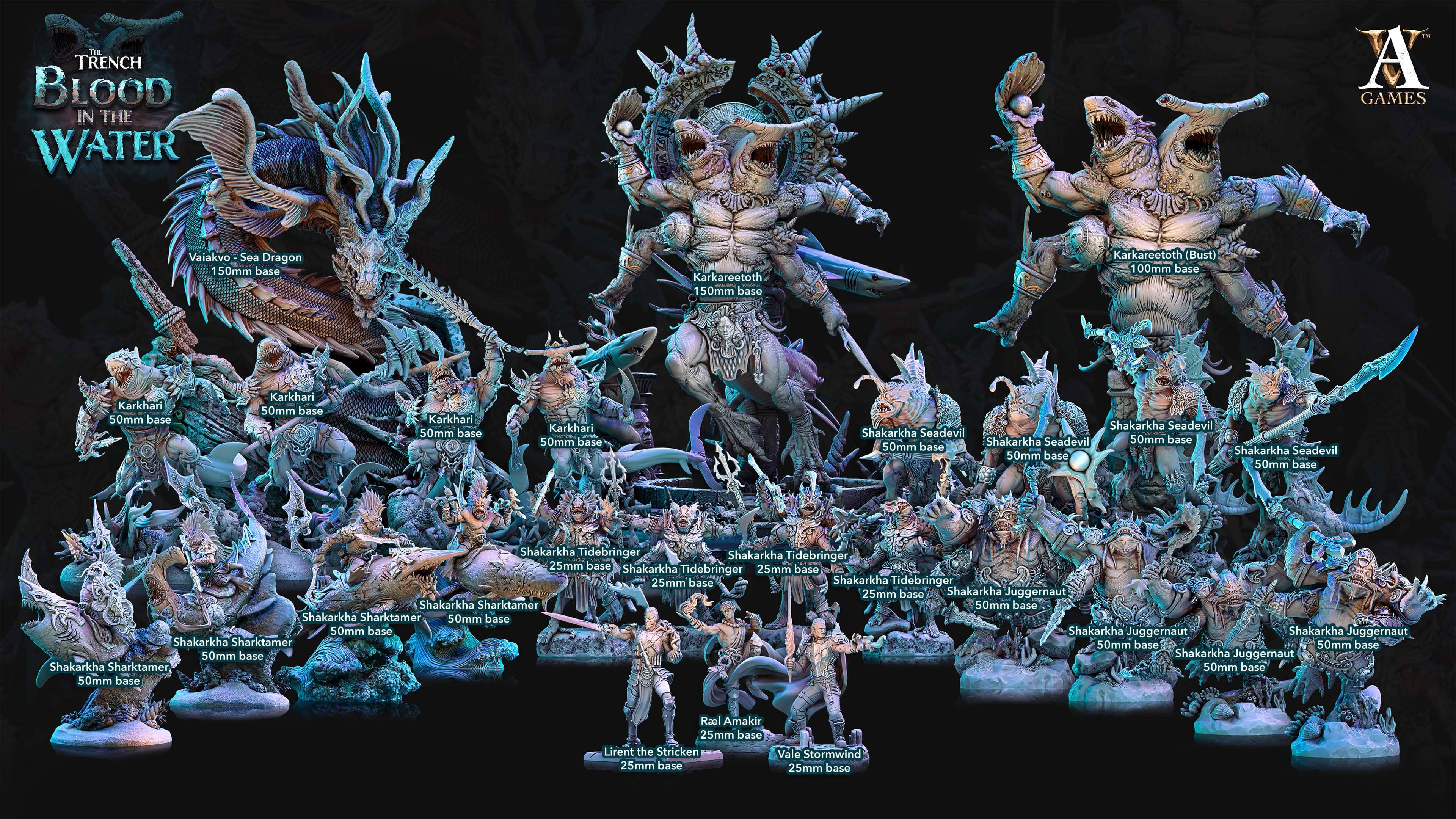 3D Printed Archvillain Games Karkhari The Trench Blood In the Water 28 32mm D&D