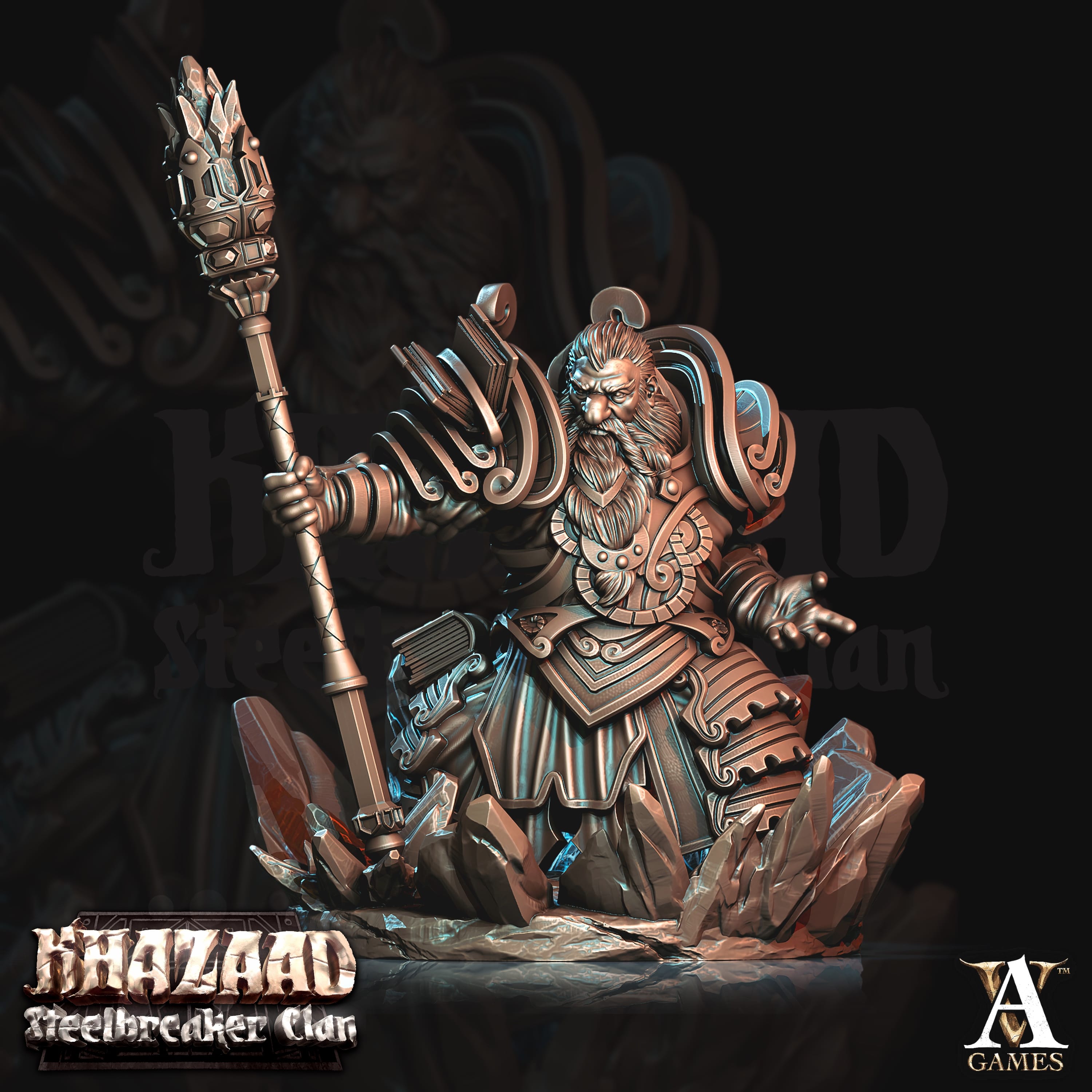 3D Printed Archvillain Games Khazaad Steelbreaker Clan - Geomancers 28mm 32mm D&D