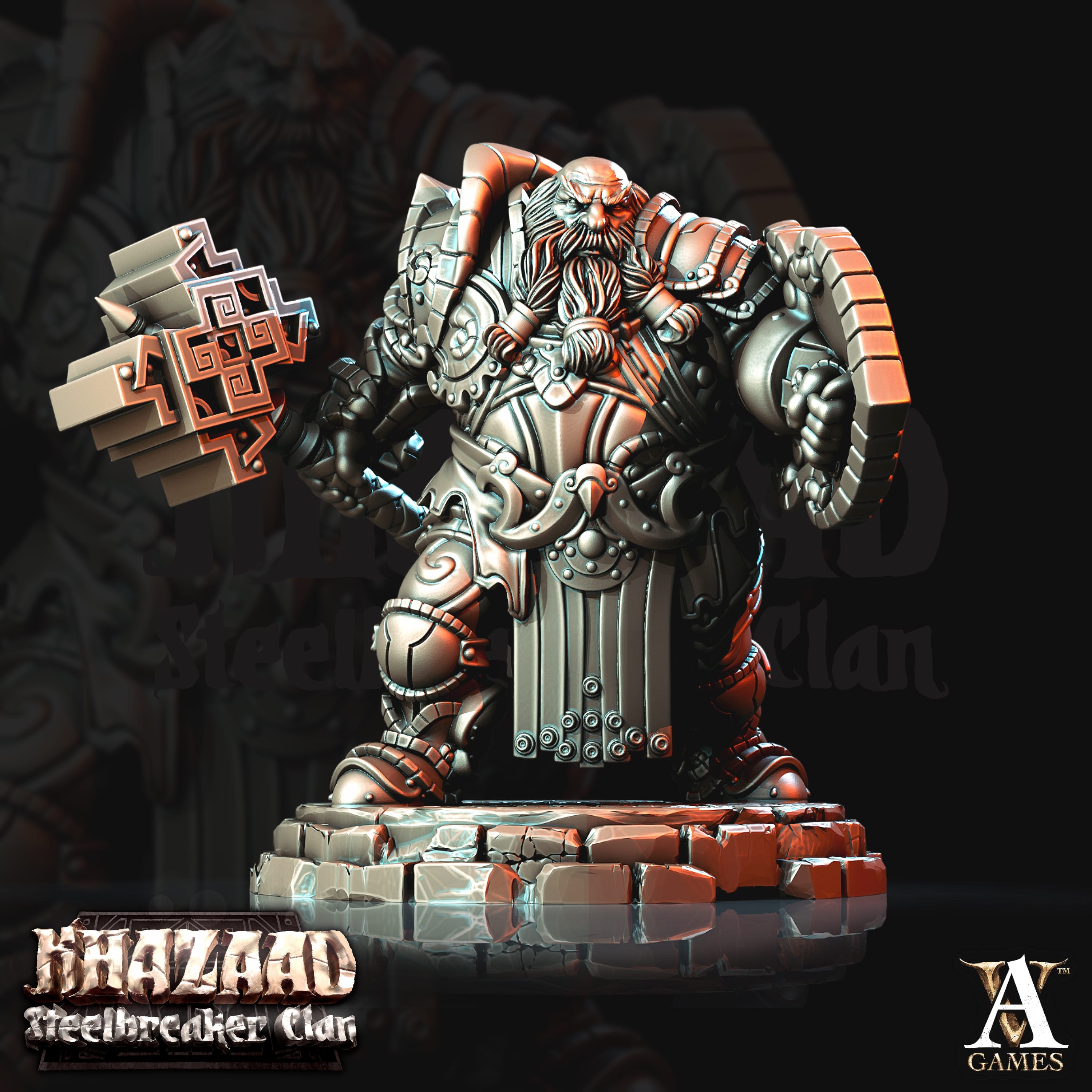 3D Printed Archvillain Games Khazaad Steelbreaker Clan - Steelbreaker Dwarf Warriors 28mm 32mm D&D