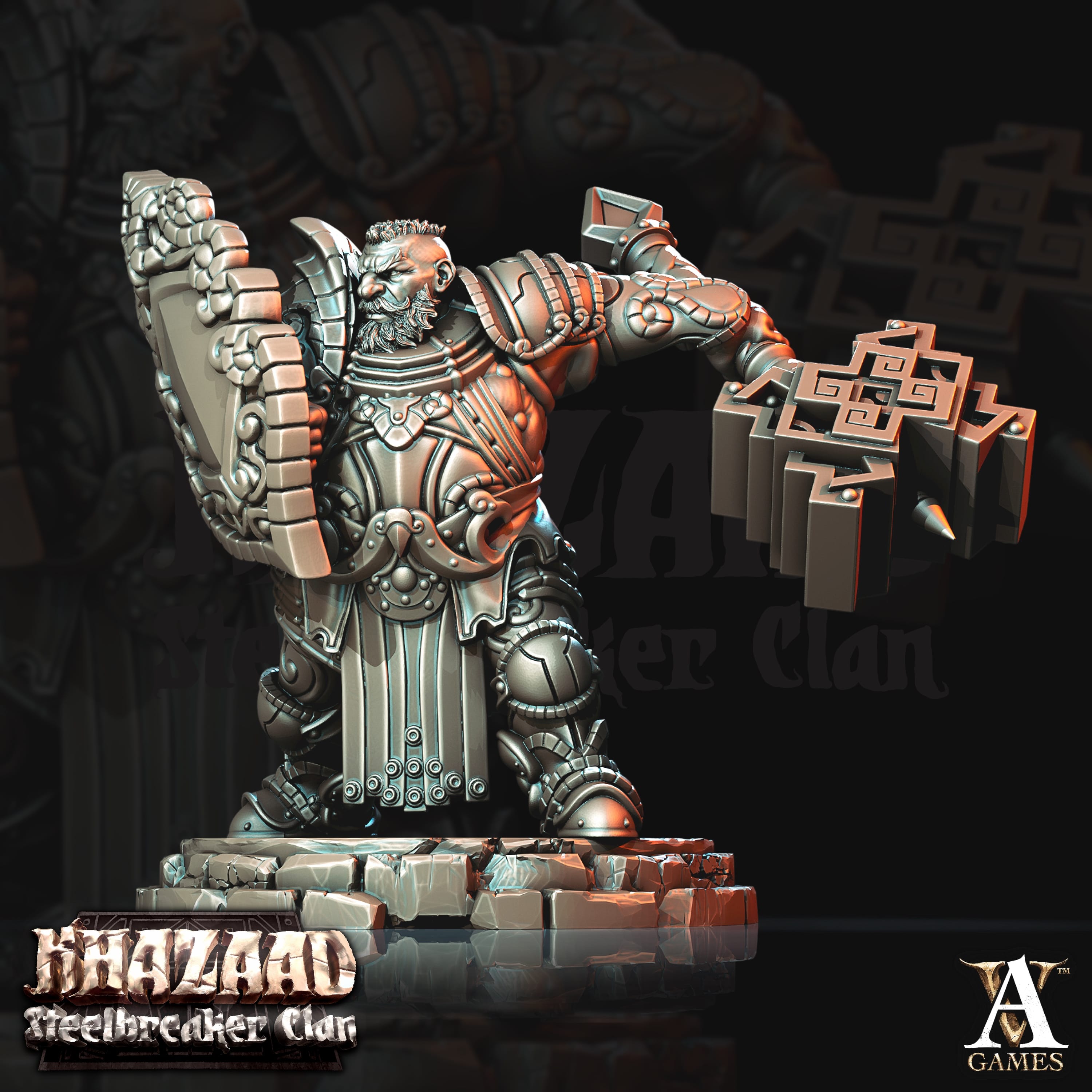 3D Printed Archvillain Games Khazaad Steelbreaker Clan - Steelbreaker Dwarf Warriors 28mm 32mm D&D