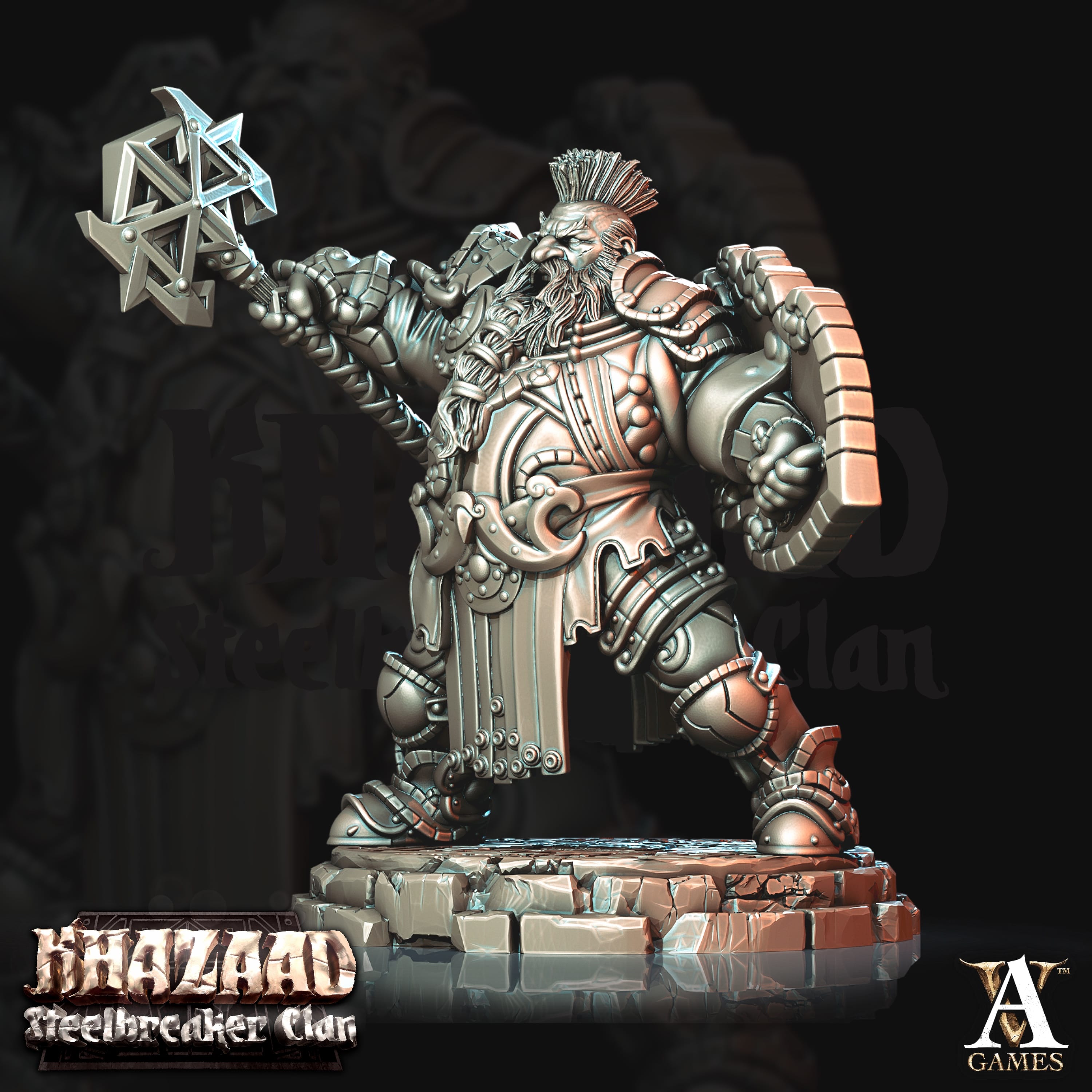 3D Printed Archvillain Games Khazaad Steelbreaker Clan - Steelbreaker Dwarf Warriors 28mm 32mm D&D