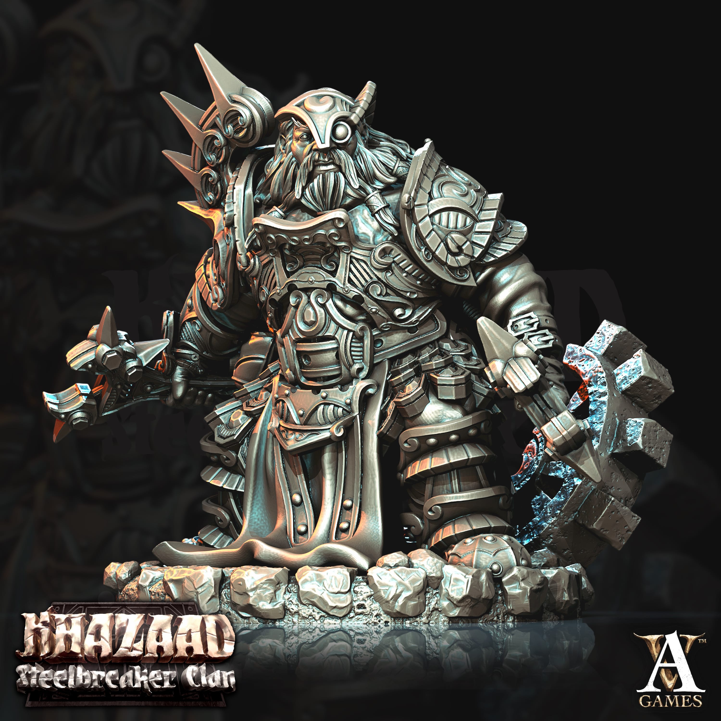 3D Printed Archvillain Games Khazaad Steelbreaker Clan - Steelbreaker Engineers 28mm 32mm D&D