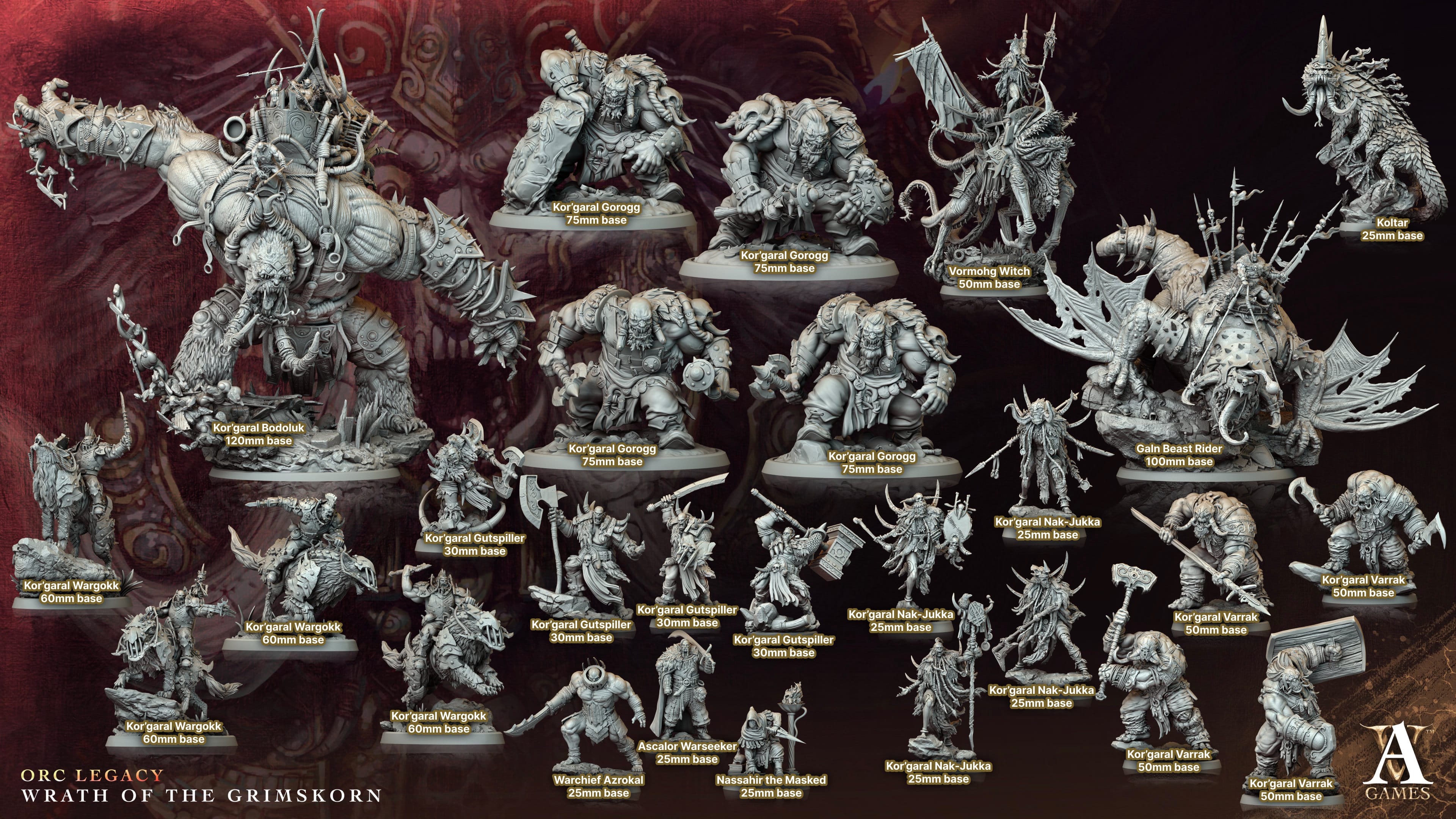 3D Printed Archvillain Games Kor’garal Bodoluk Orc Legacy Wrath of the Grimskorn 28 32mm D&D