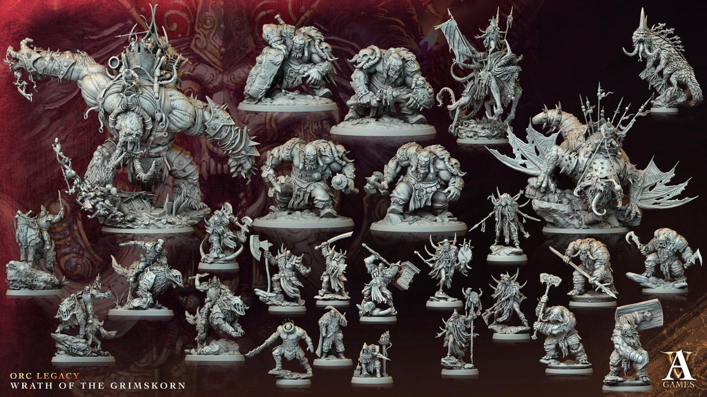 3D Printed Archvillain Games Kor'garal Gorogg Orc Legacy Wrath of the Grimskorn 28 32mm D&D