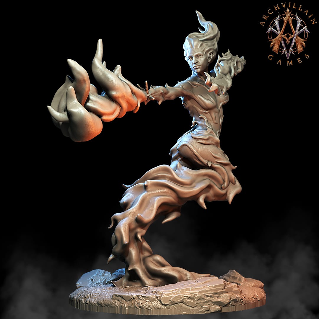 3D Printed Archvillain Games Magma Lords - Ember Maidens 28mm 32mm D&D