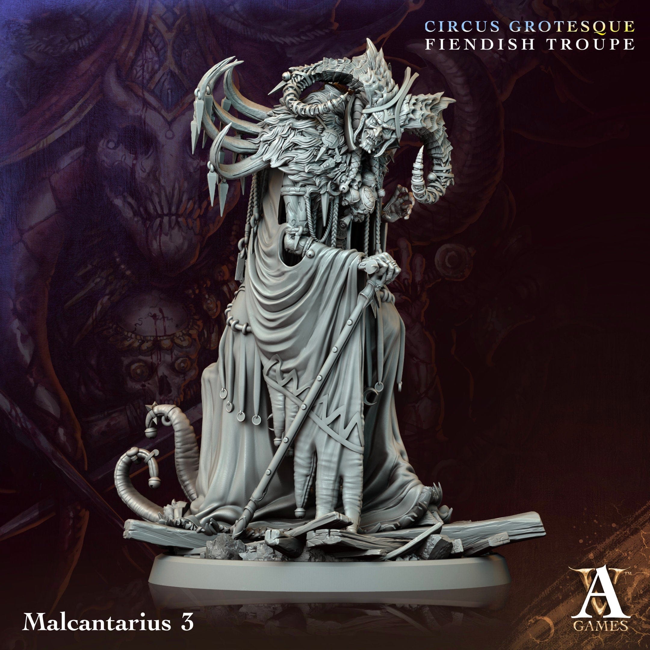 3D Printed Archvillain Games Malcantarius Circus Grotesque Fiendish Troupe 28 32mm D&D