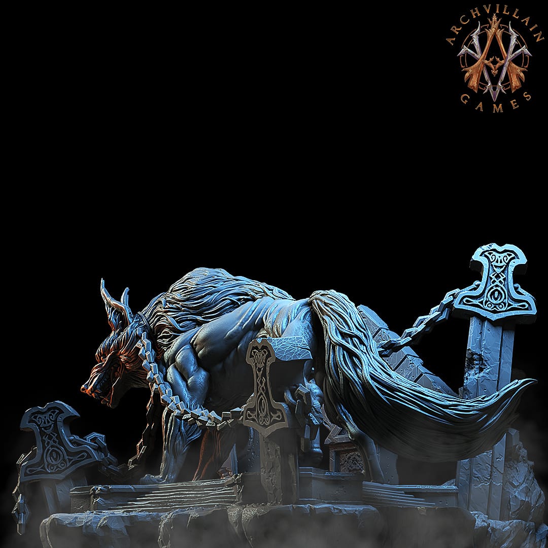 3D Printed Archvillain Games Moonbiten - Fenris the Wolf God 28mm 32mm D&D