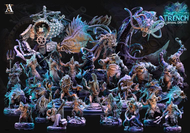 3D Printed Archvillain Games Morlock Predator The Trench Abyssal Depths 28 32mm D&D
