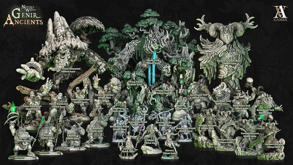 3D Printed Archvillain Games Nature's Wrath Genir Ancients - Genirheart Trolls 28mm 32mm D&D
