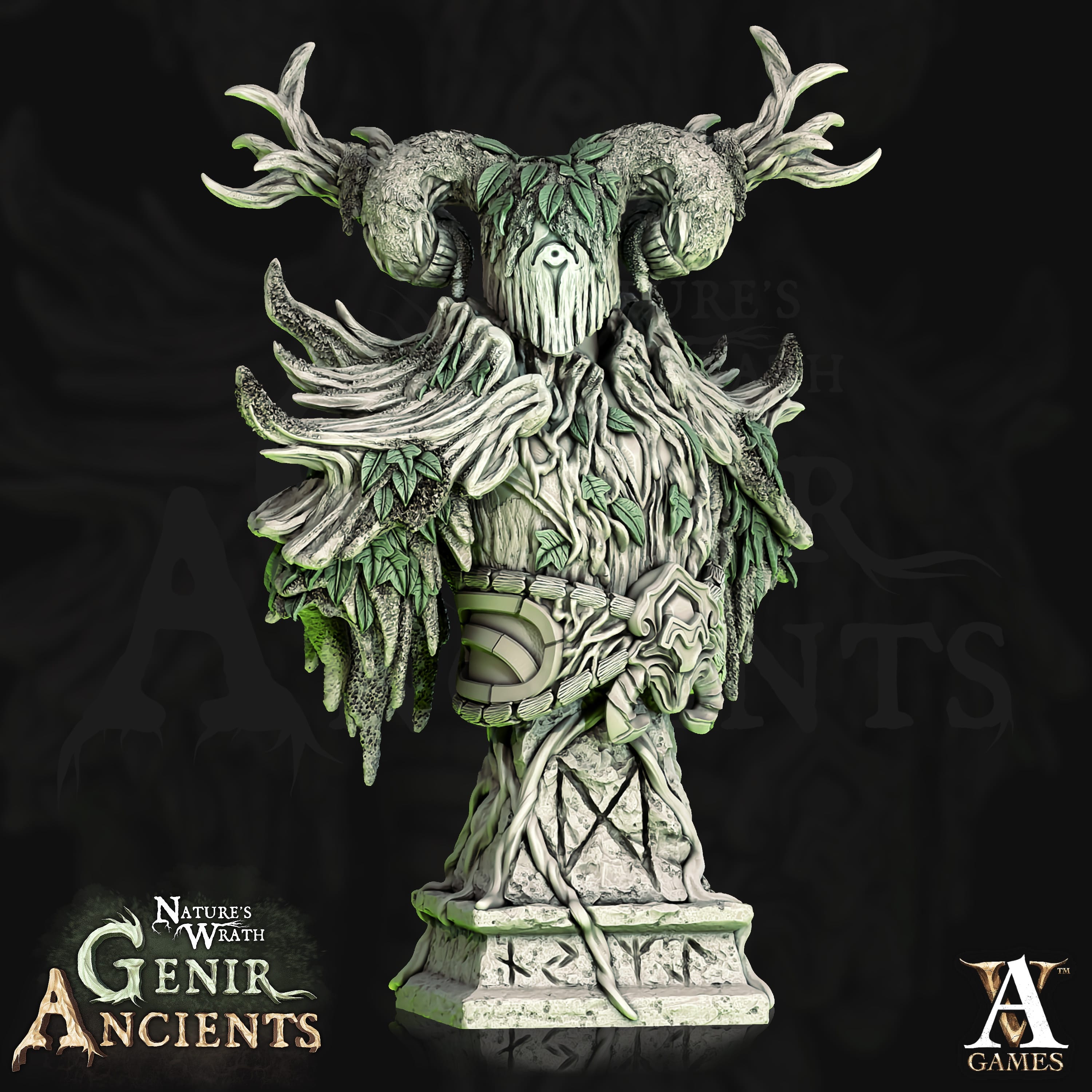3D Printed Archvillain Games Nature's Wrath Genir Ancients - Verdant Ancient Bust 28mm 32mm D&D