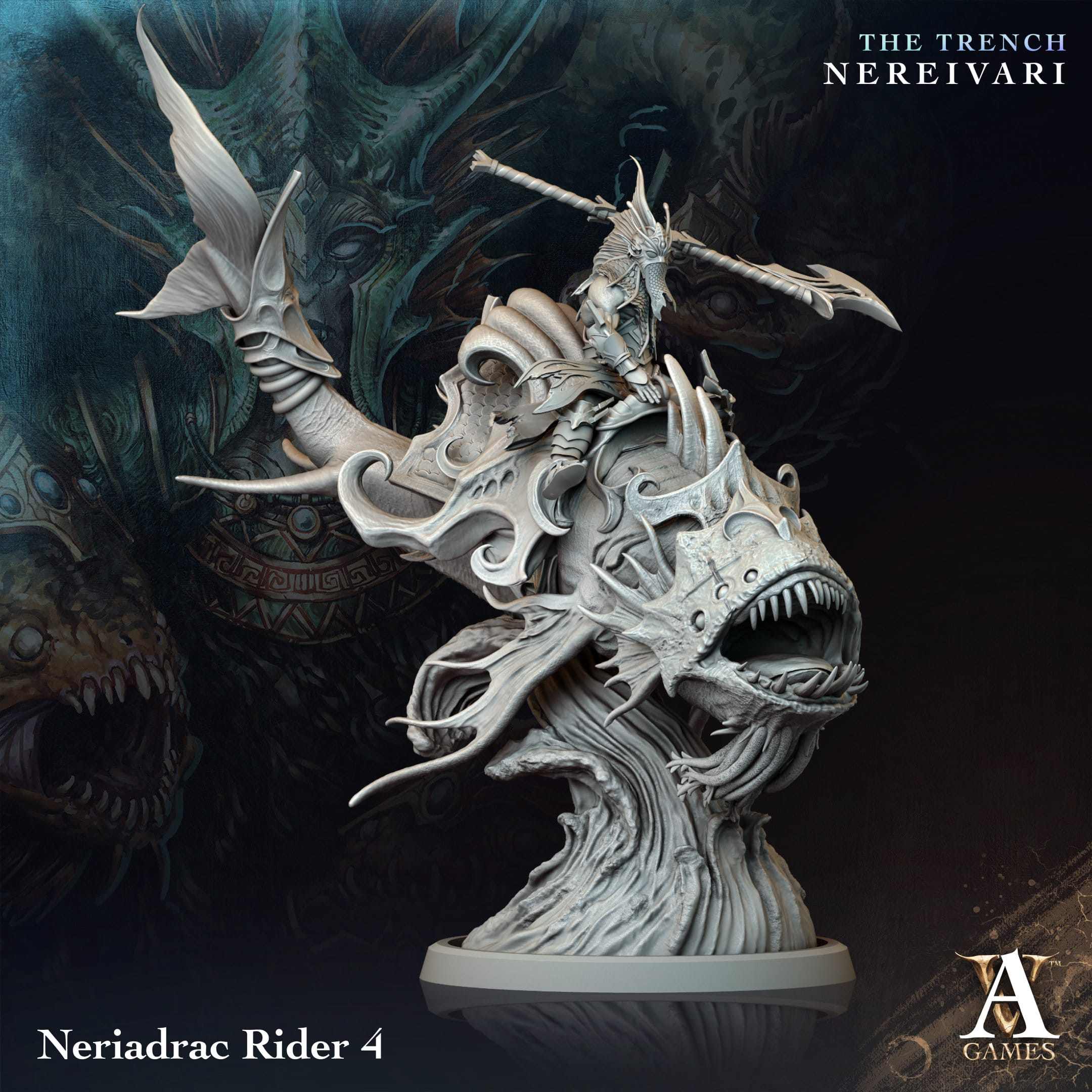 3D Printed Archvillain Games Neriadrac Rider The Trench Nereivari Archvillain Society Vol XXXV 28 32mm D&D