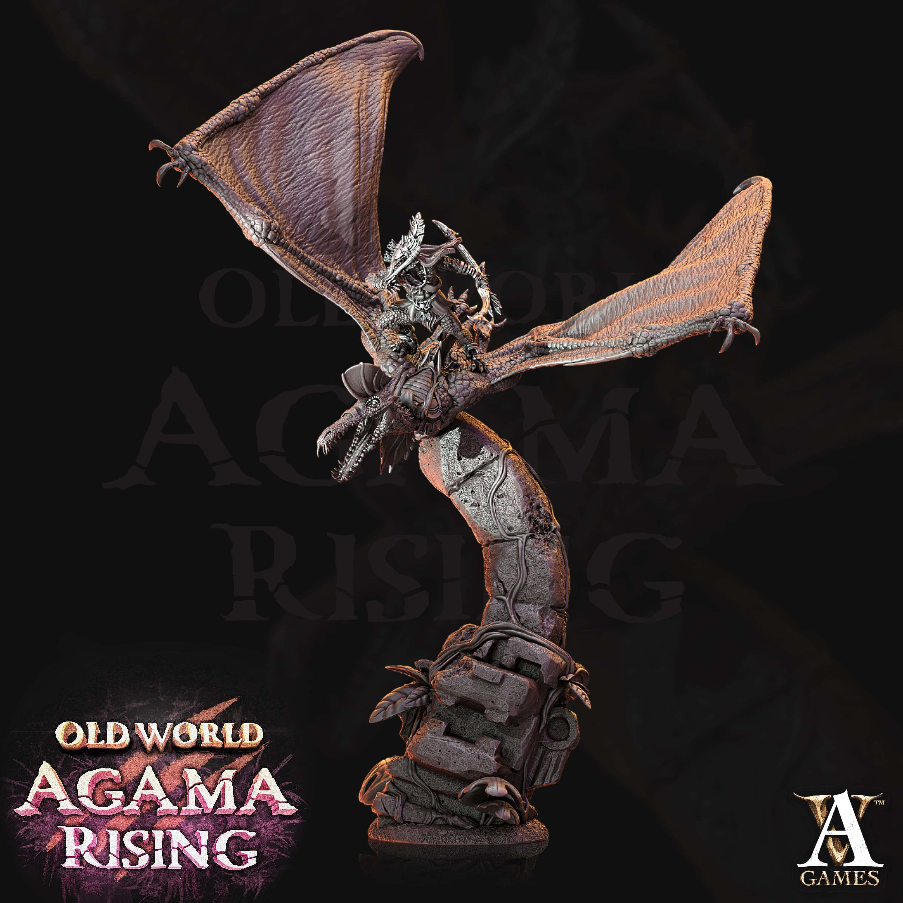 3D Printed Archvillain Games Old World Agama Rising - Quetzal Riders 28mm 32mm D&D