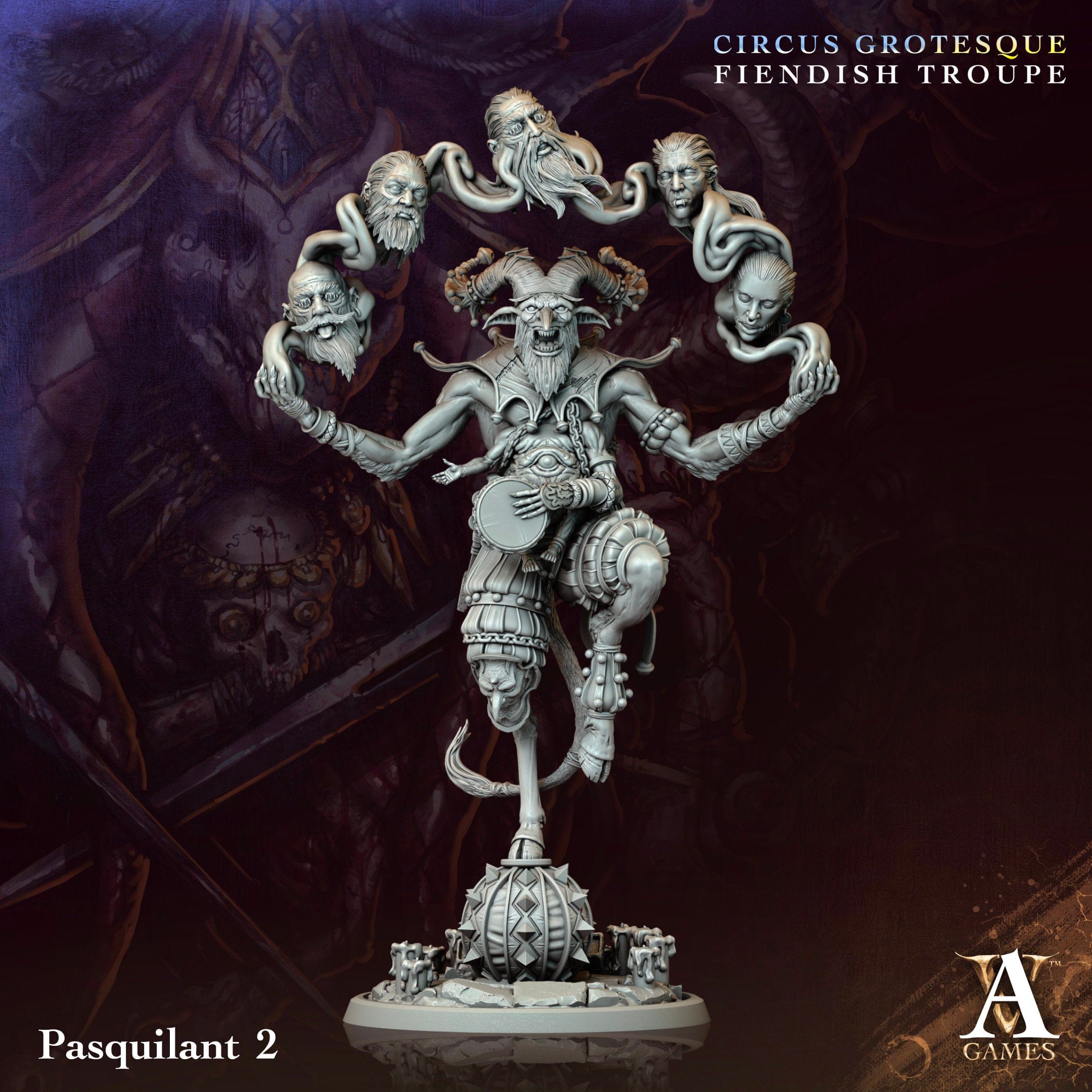 3D Printed Archvillain Games Pasquilant Circus Grotesque Fiendish Troupe 28 32mm D&D