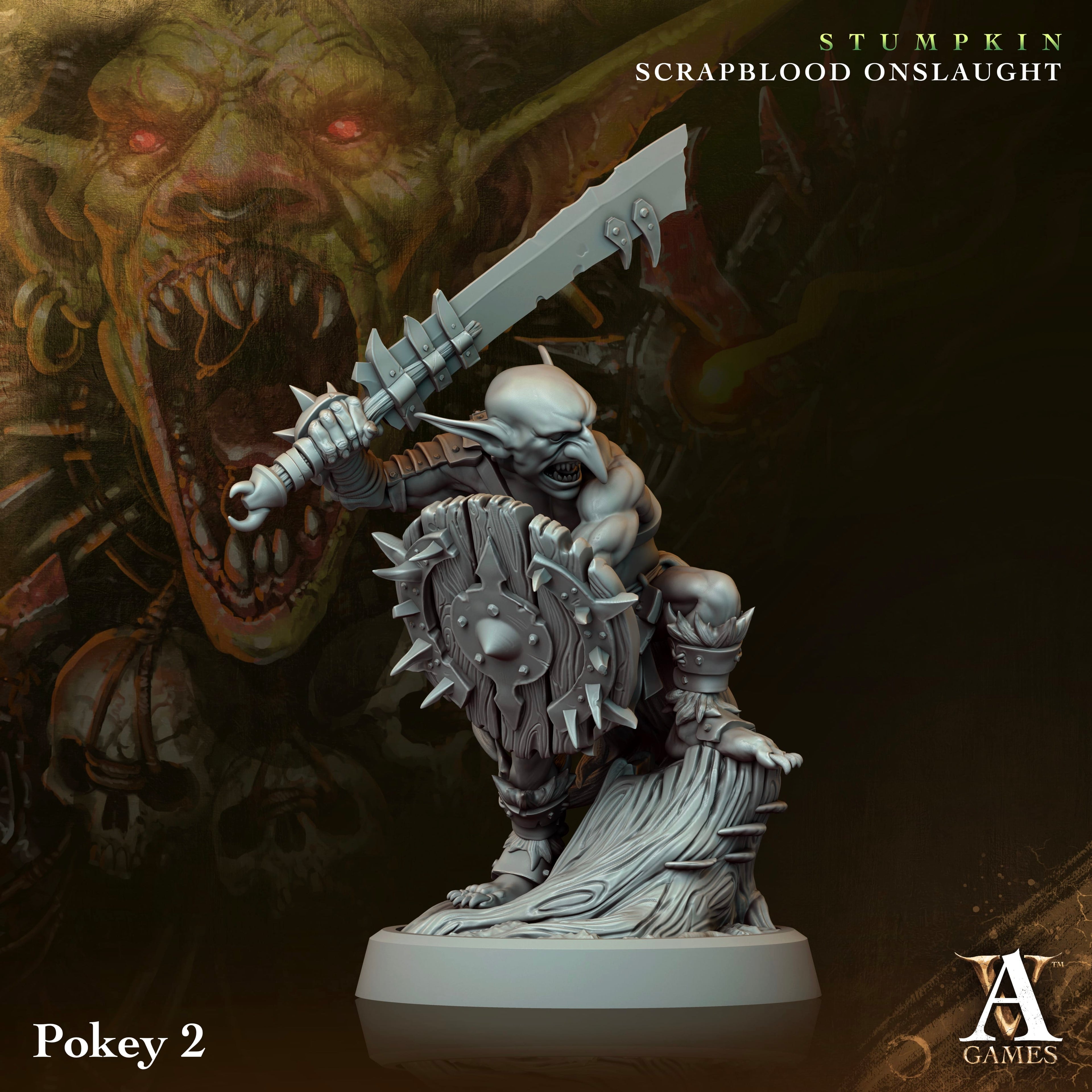 3D Printed Archvillain Games Pokeys Stumpkin Scrapblood Onslaught 28 32mm D&D