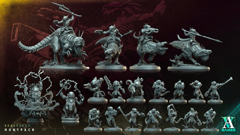 3D Printed Archvillain Games Scaleclad Tracker Scaleclad Huntpack 28 32mm D&D