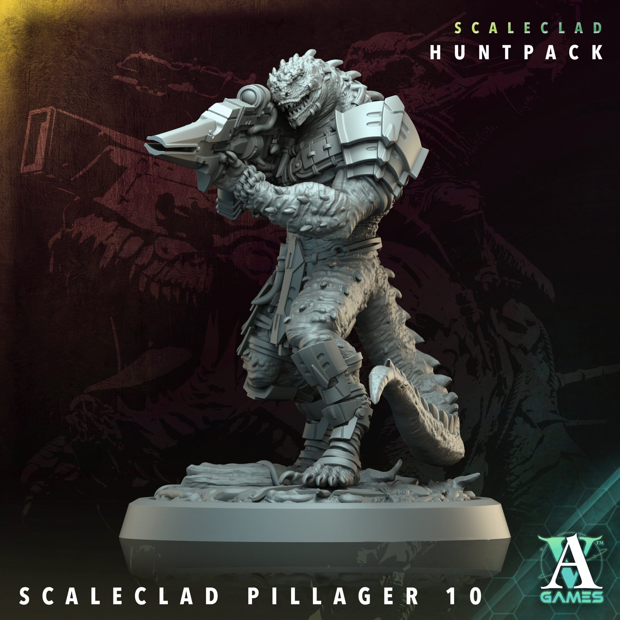 3D Printed Archvillain Games Scaleclad Pillager Scaleclad Huntpack 28 32mm D&D