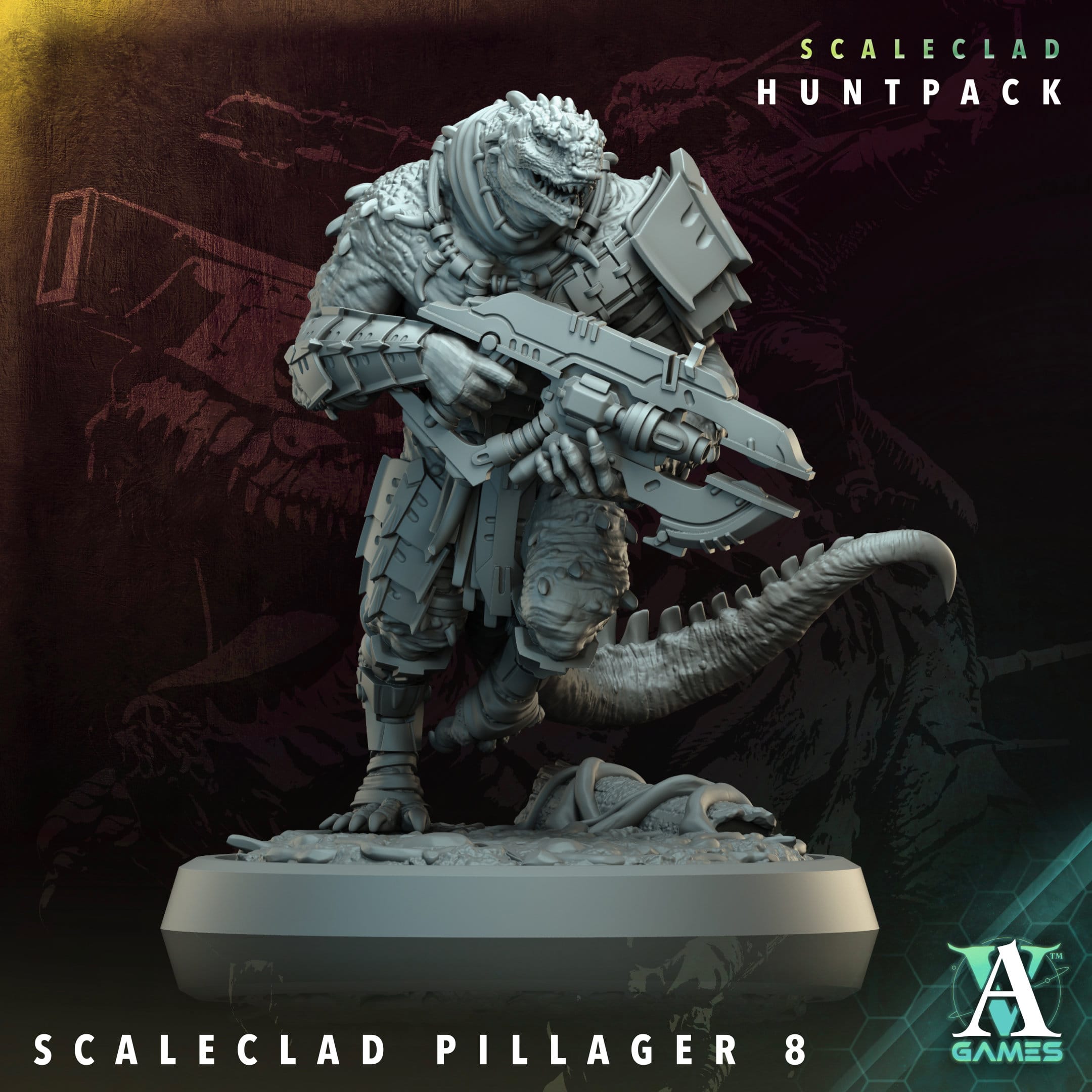 3D Printed Archvillain Games Scaleclad Pillager Scaleclad Huntpack 28 32mm D&D