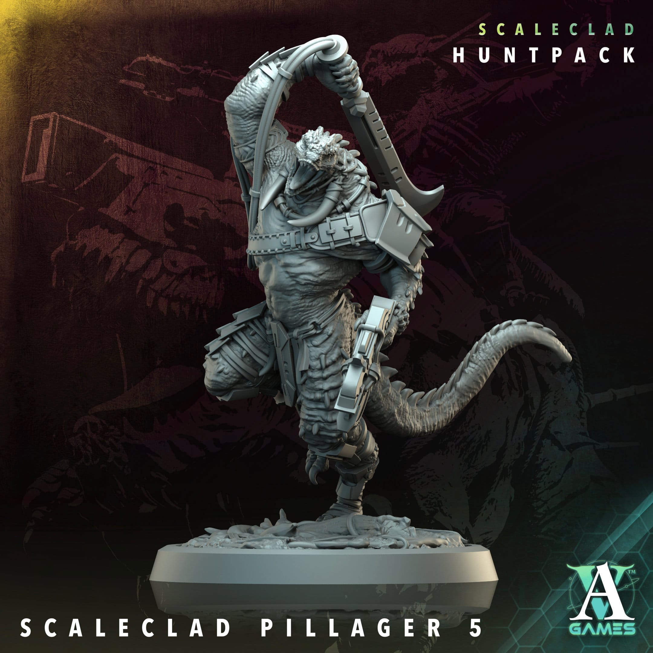 3D Printed Archvillain Games Scaleclad Pillager Scaleclad Huntpack 28 32mm D&D