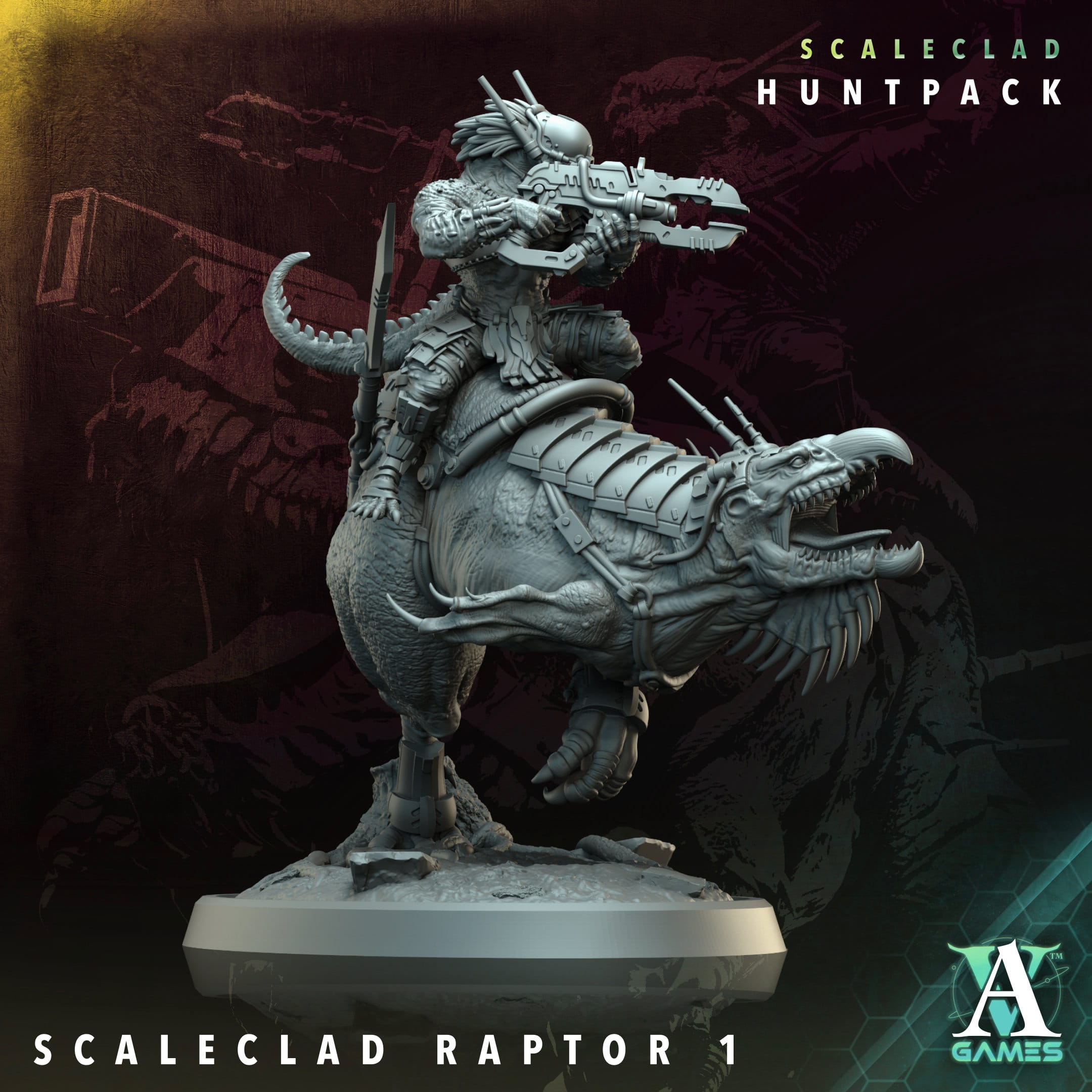 3D Printed Archvillain Games Scaleclad Raptor Scaleclad Huntpack 28 32mm D&D