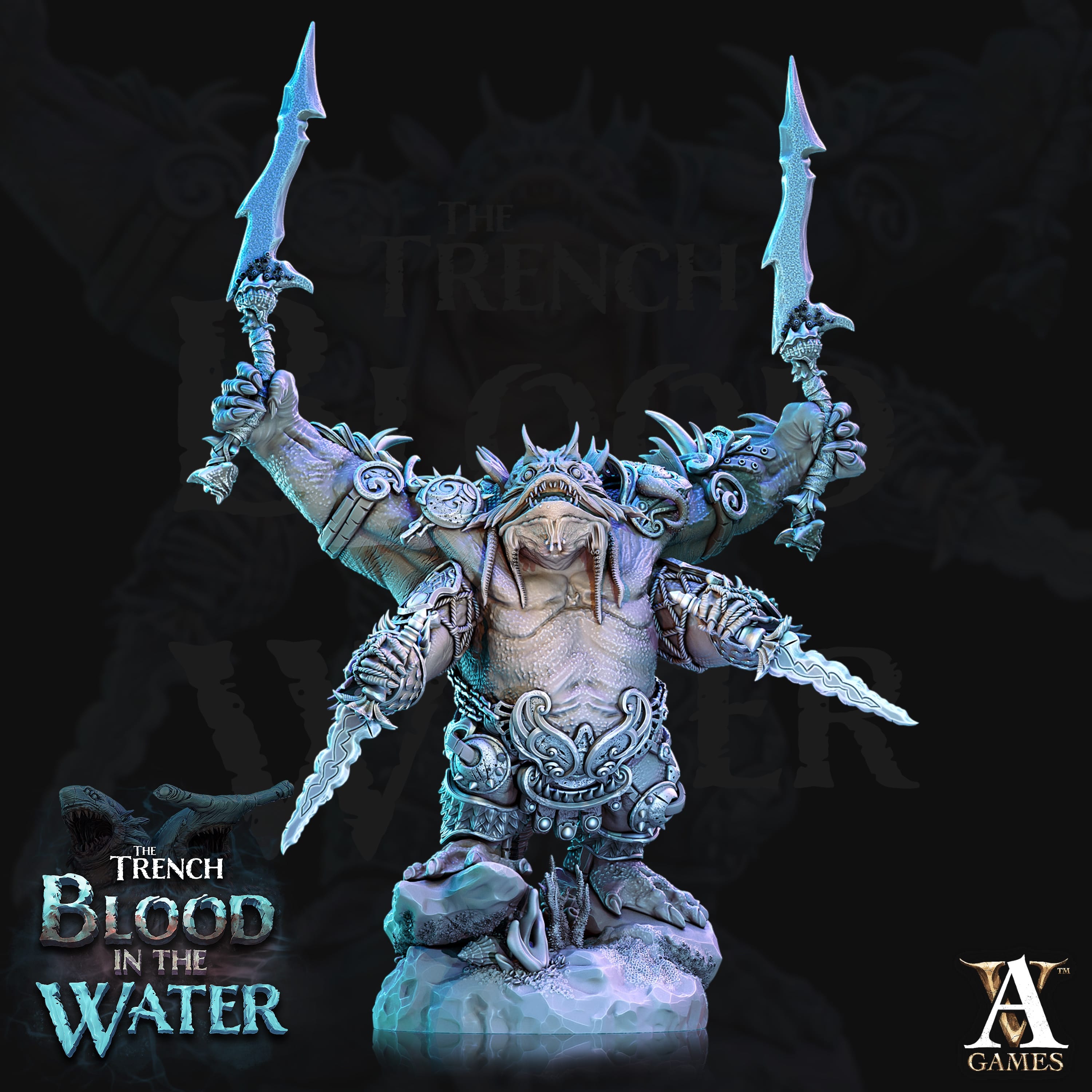 3D Printed Archvillain Games Shakarkha Juggernauts The Trench Blood In the Water 28 32mm D&D