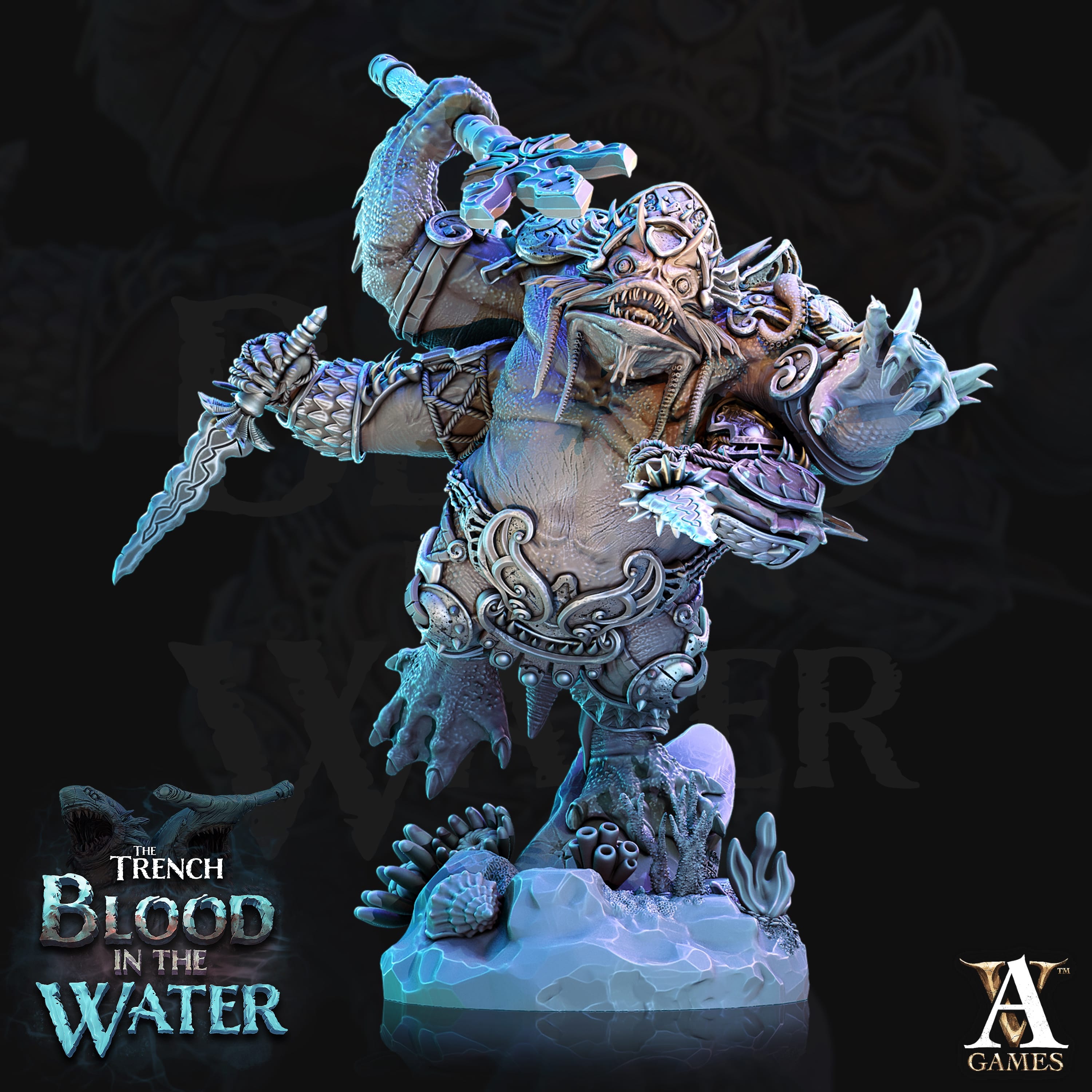 3D Printed Archvillain Games Shakarkha Juggernauts The Trench Blood In the Water 28 32mm D&D