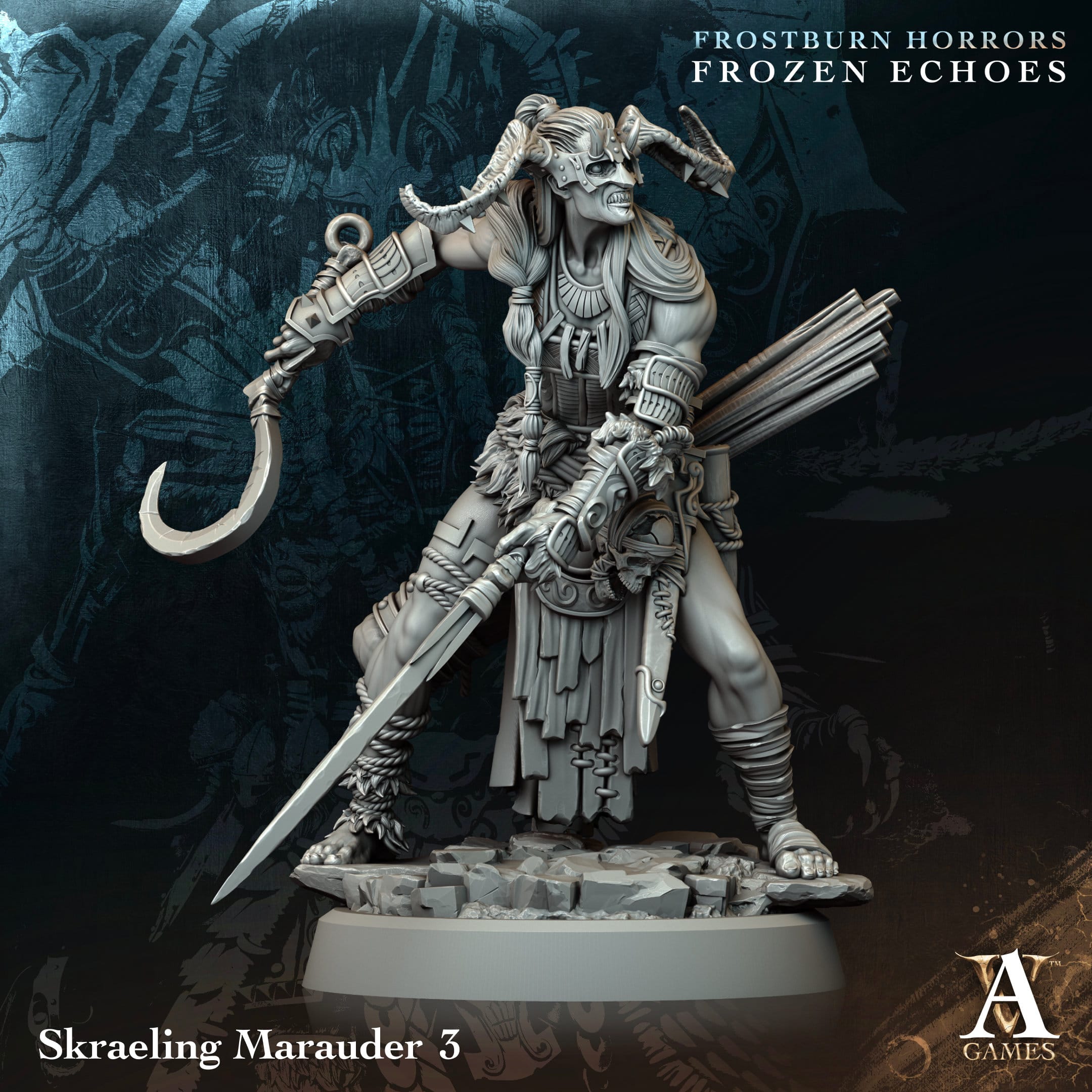 3D Printed Archvillain Games Skraeling Marauder Frostburn Horrors Frozen Echoes 28 32mm D&D