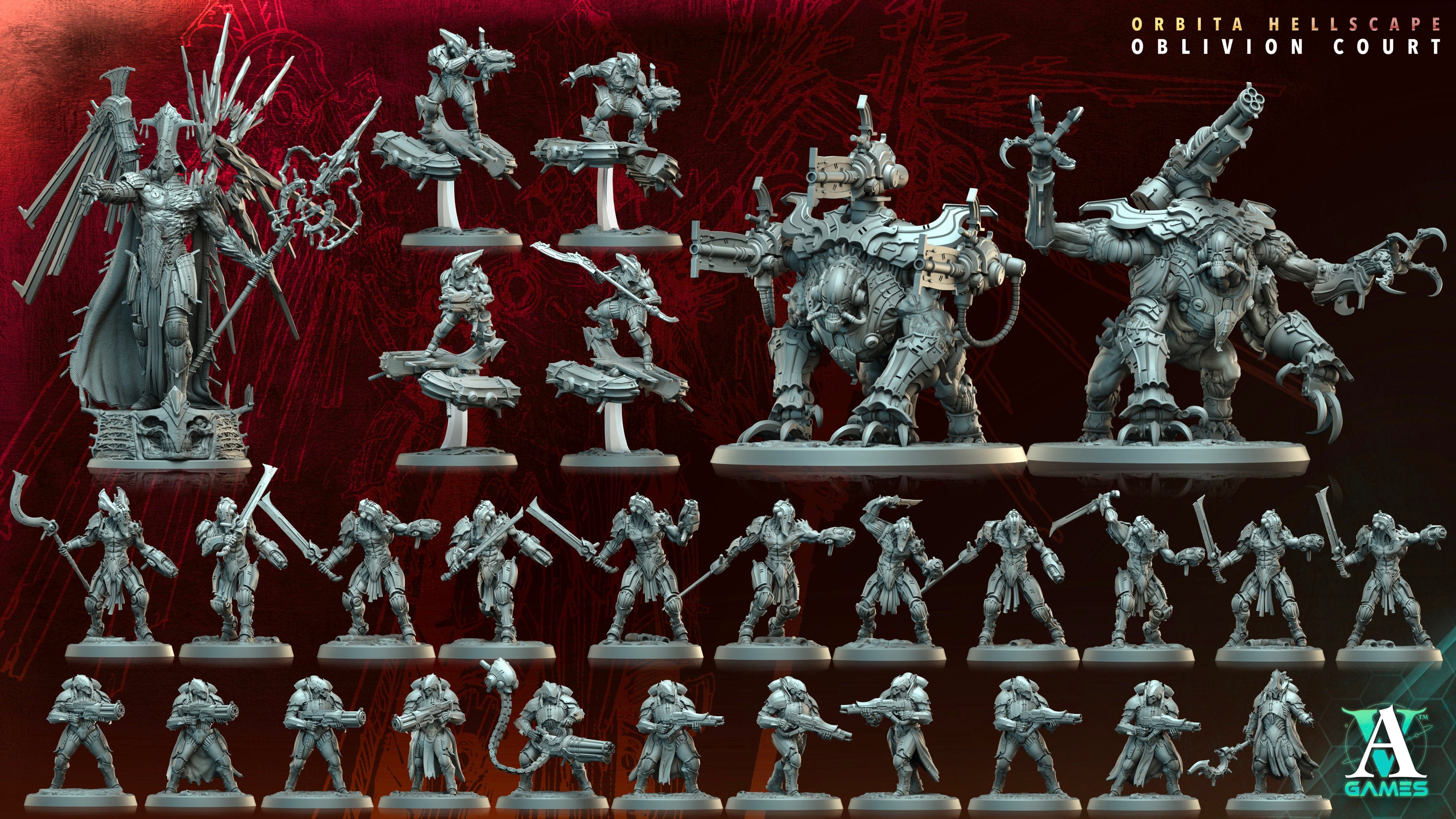 3D Printed Archvillain Games Nachtmaar Orbita Hellscape Oblivion Court 28 32mm D&D