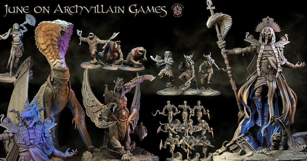 3D Printed Archvillain Games The God King Anubis The Empire of Sands 28 32mm D&D