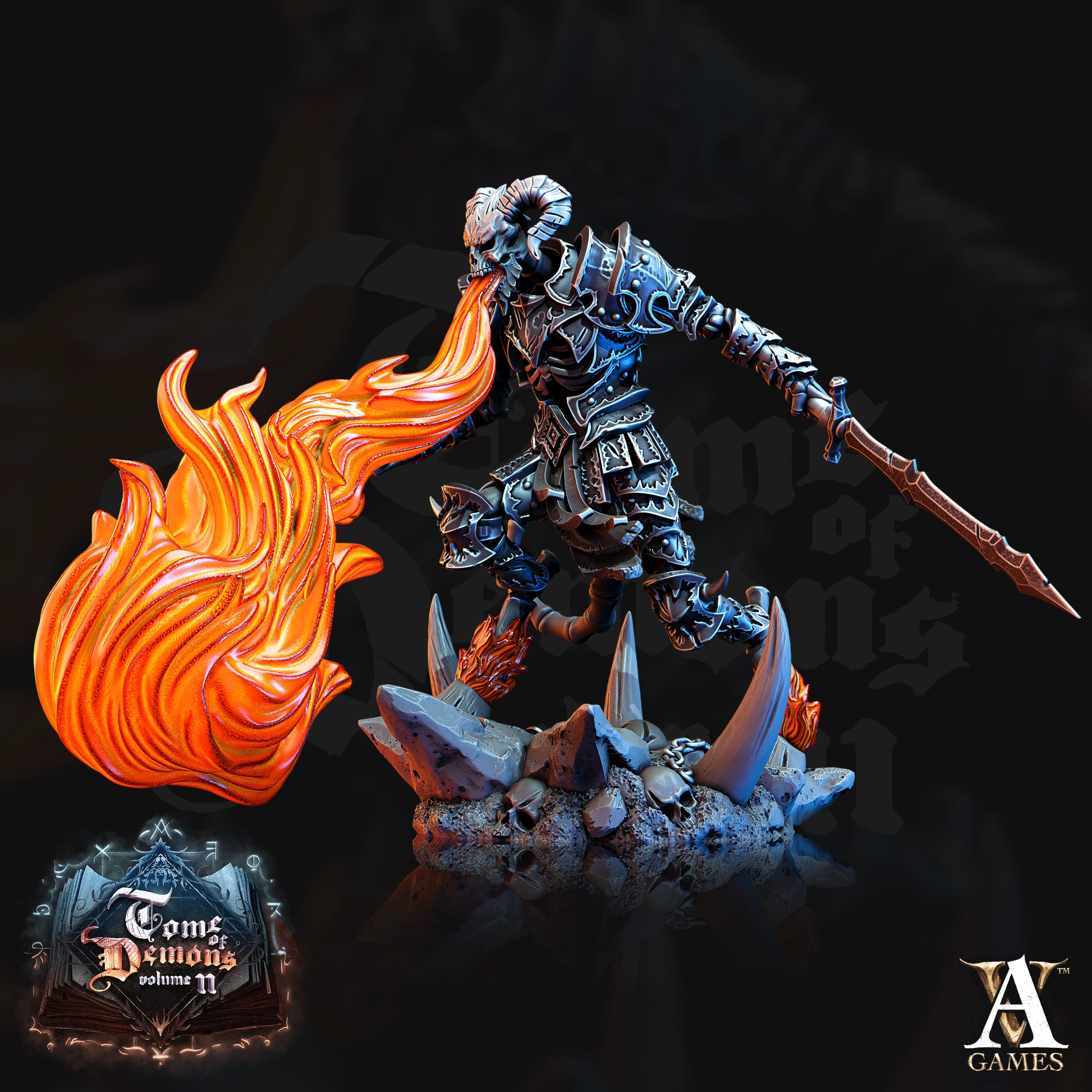 3D Printed Archvillain Games Tome of Demons Vol. II - Demonskulls 28mm 32mm D&D