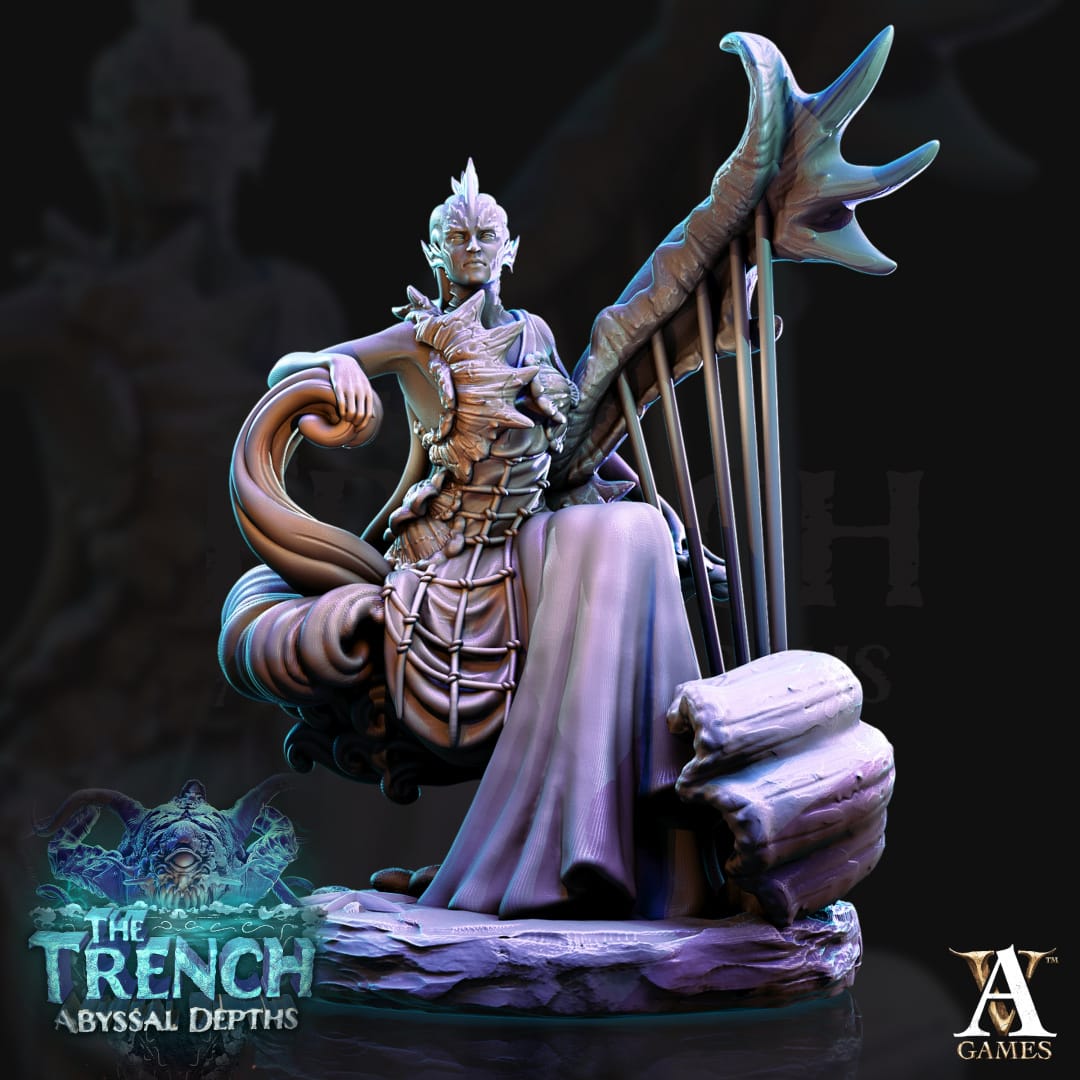 3D Printed Archvillain Games Triton Tribe Leaders The Trench Abyssal Depths 28 32mm D&D