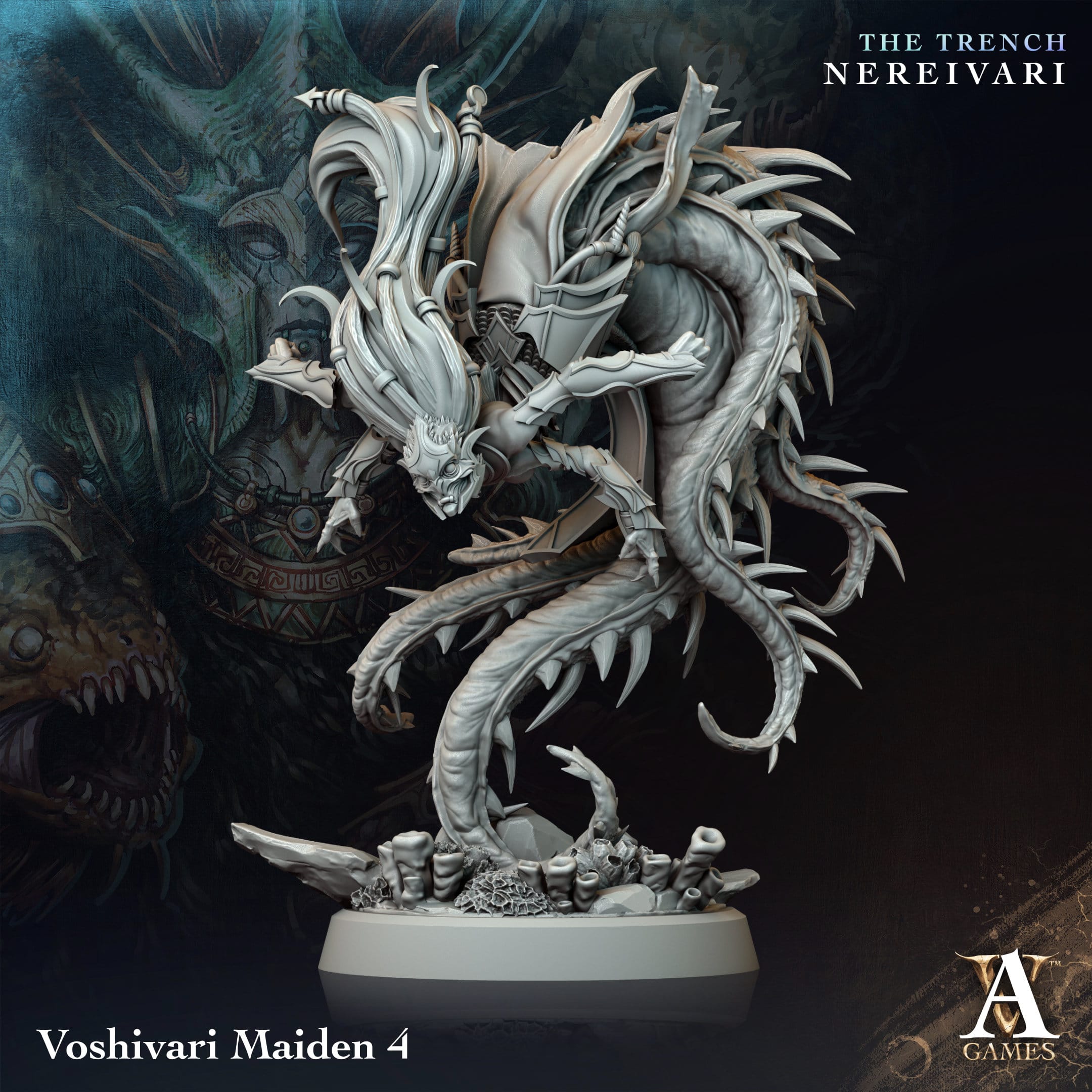 3D Printed Archvillain Games Voshivari Maiden The Trench Nereivari Archvillain Society Vol XXXV 28 32mm D&D