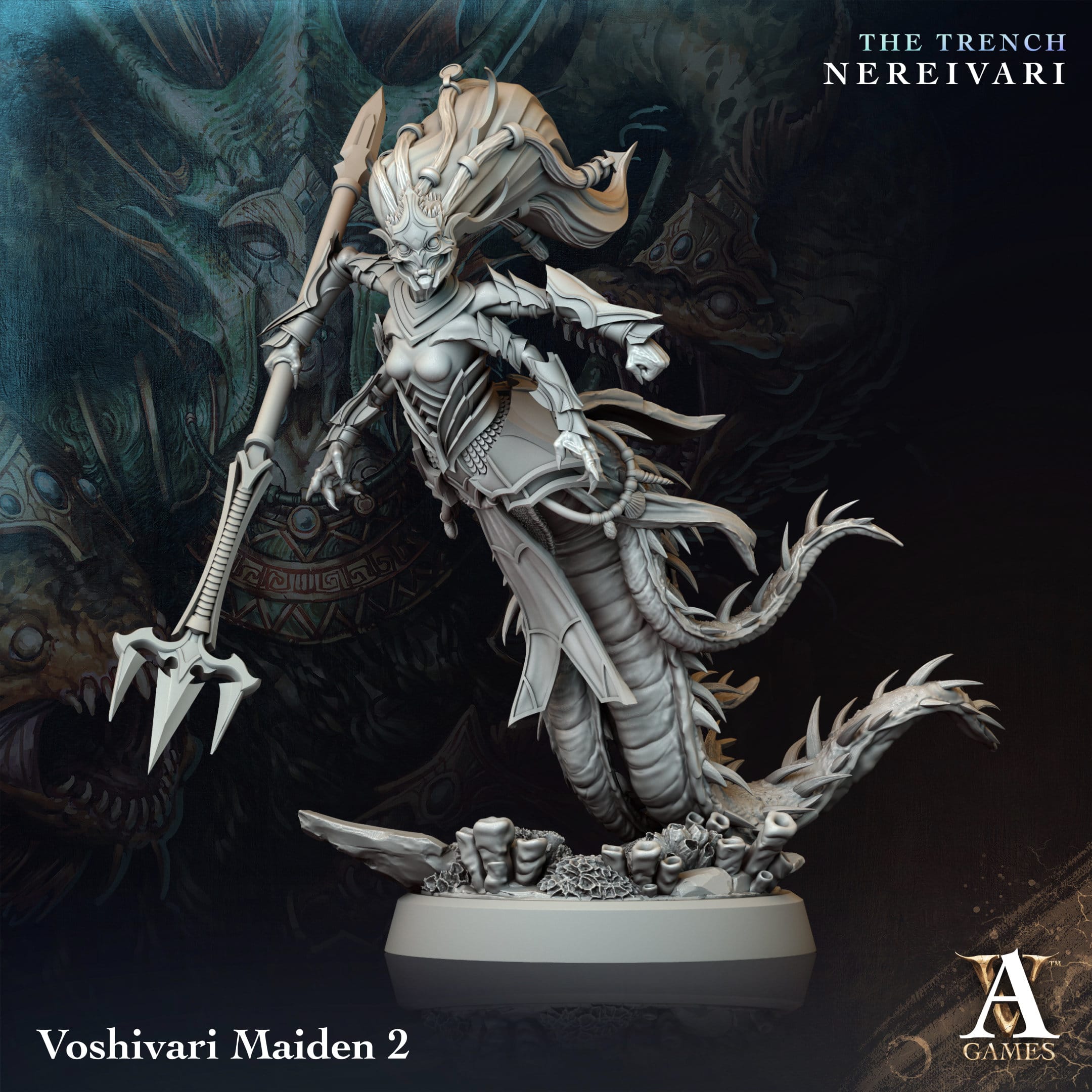 3D Printed Archvillain Games Voshivari Maiden The Trench Nereivari Archvillain Society Vol XXXV 28 32mm D&D