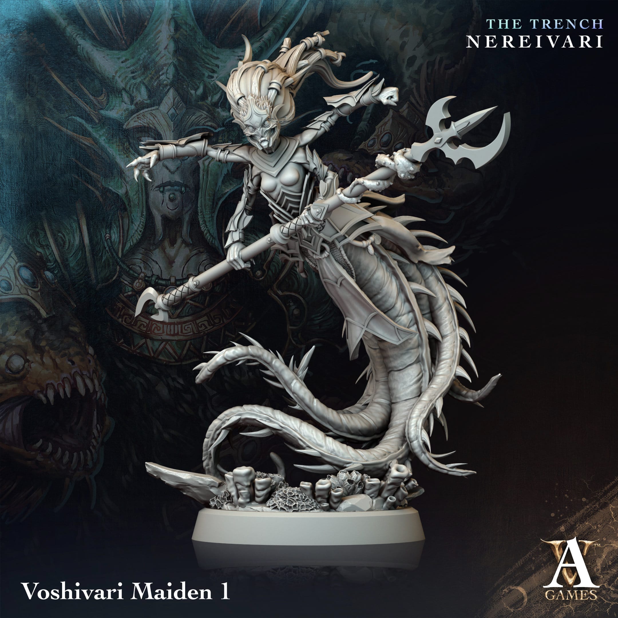 3D Printed Archvillain Games Voshivari Maiden The Trench Nereivari Archvillain Society Vol XXXV 28 32mm D&D