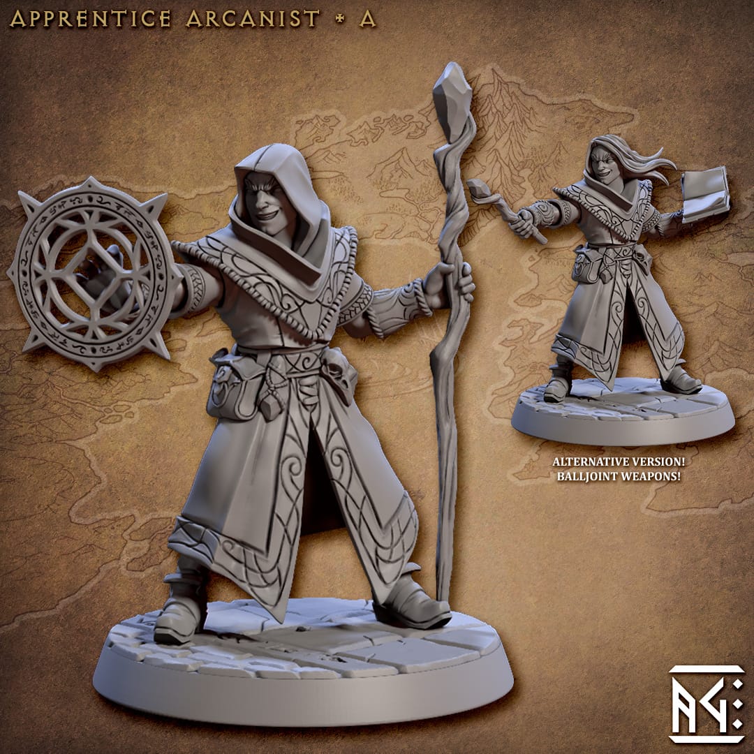 3D Printed Artisan Guild Apprentice Arcanist Set Arcanists Guild 28mm 32mm