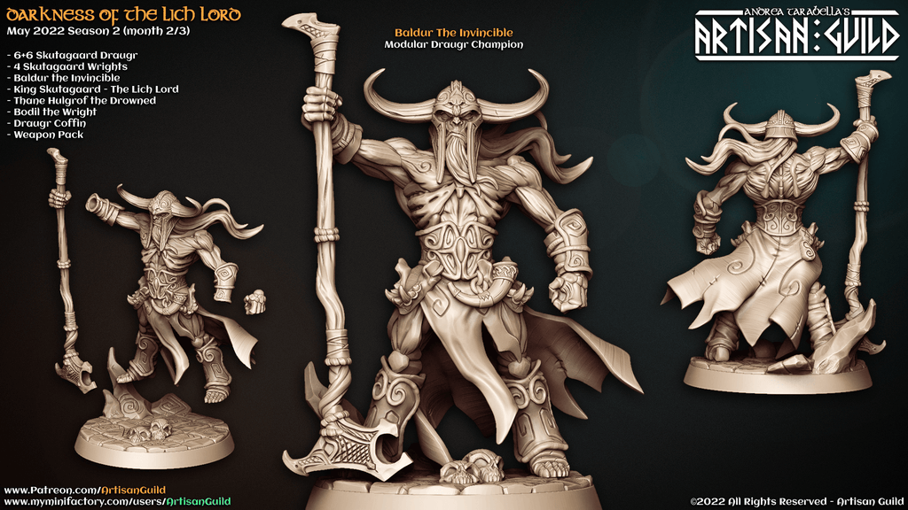 3D Printed Artisan Guild Baldur the Invincible Darkness of the Lich Lord 28mm 32mm