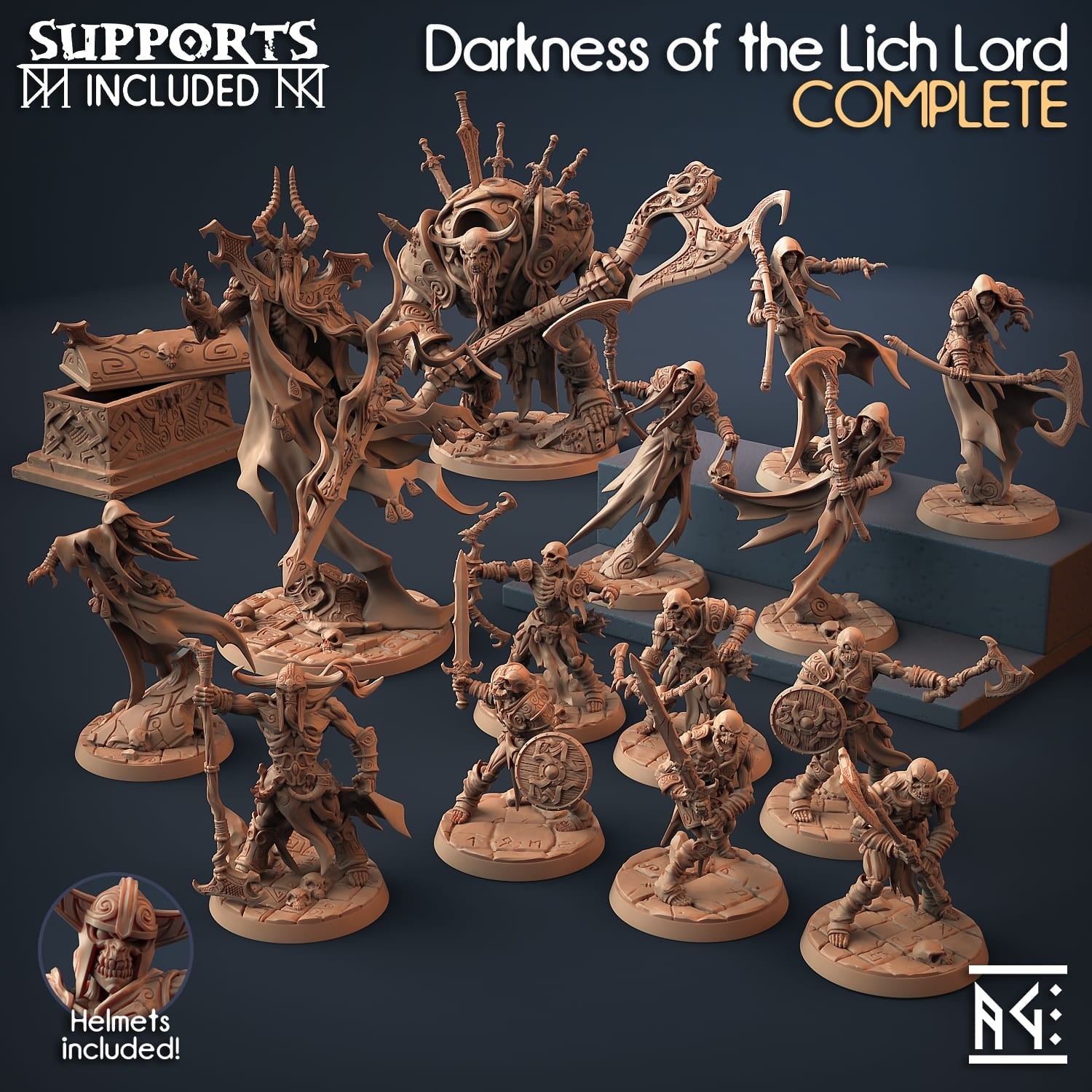 3D Printed Artisan Guild Bodil the Wright Darkness of the Lich Lord 28mm 32mm