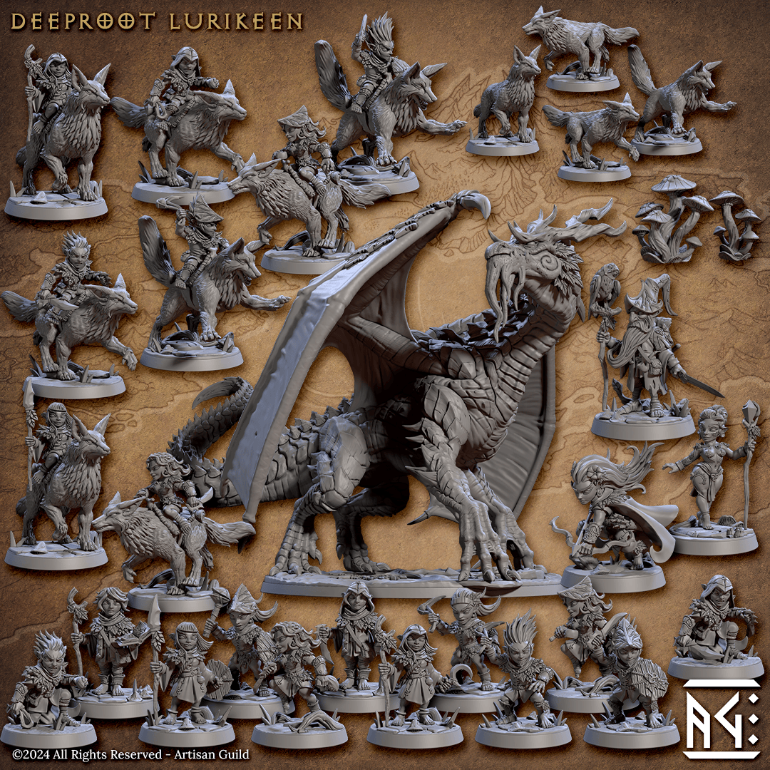 3D Printed Artisan Guild Willow Thornfoot Deeproot Lurikeen Set 28mm 32mm