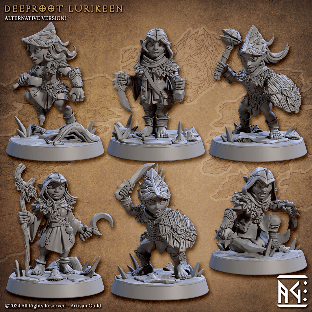 3D Printed Artisan Guild Deeproot Lurikeens Deeproot Lurikeen Set 28mm 32mm