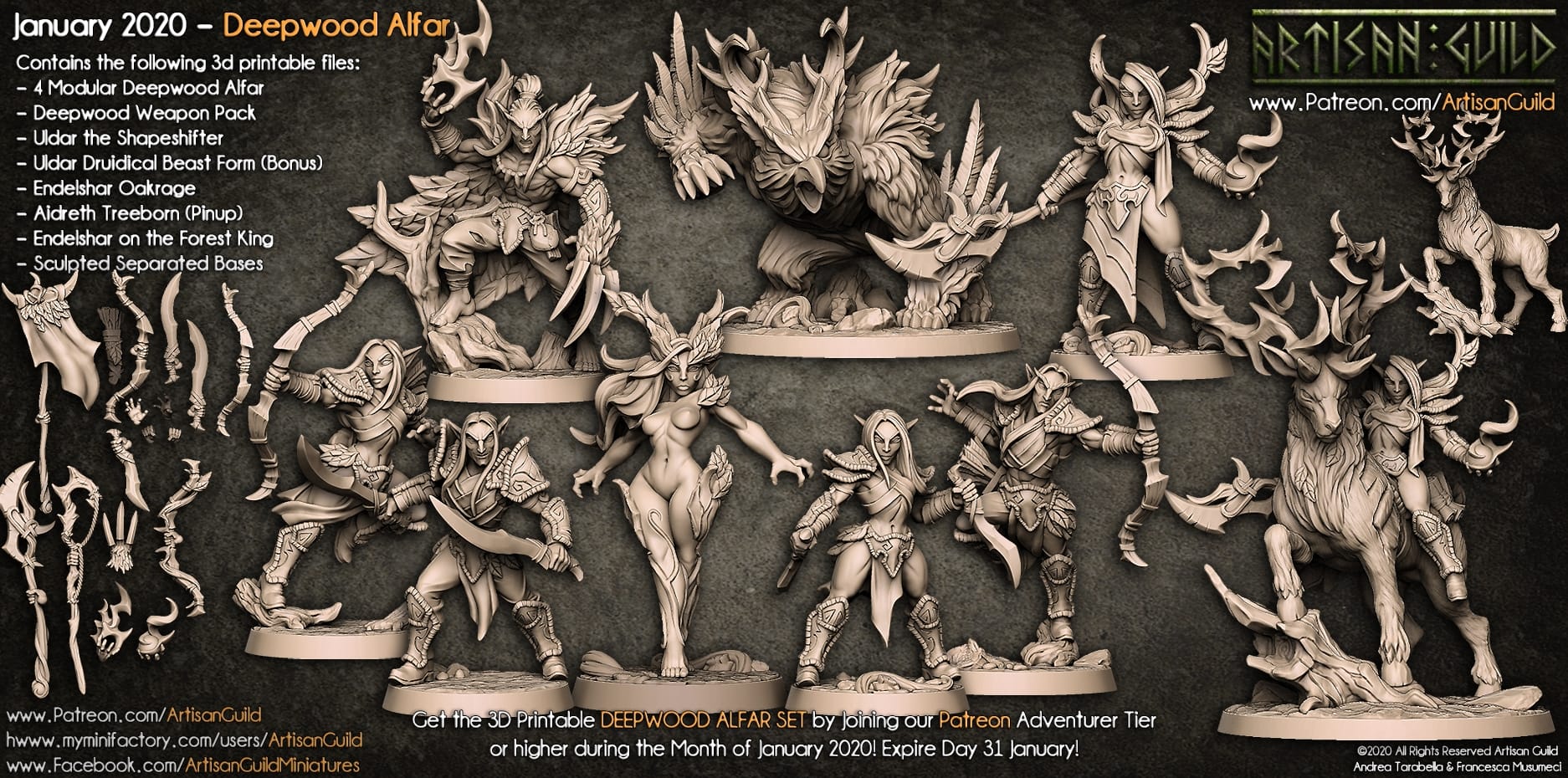3D Printed Artisan Guild Deepwood Alfar Rogues Deepwood Alfar Set 28mm 32mm
