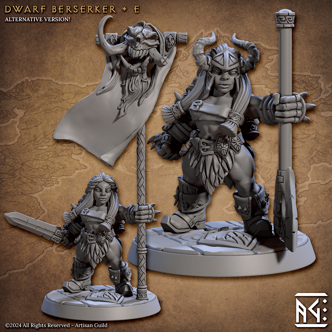 3D Printed Artisan Guild Dwarf Berserkers Dwarf Berserkers Set 28mm 32mm