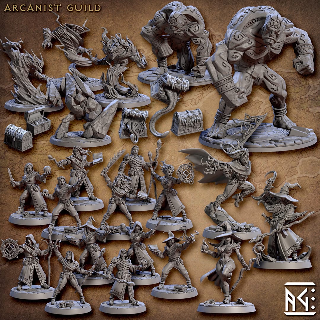 3D Printed Artisan Guild Giant Clay Golem Set Arcanists Guild 28mm 32mm