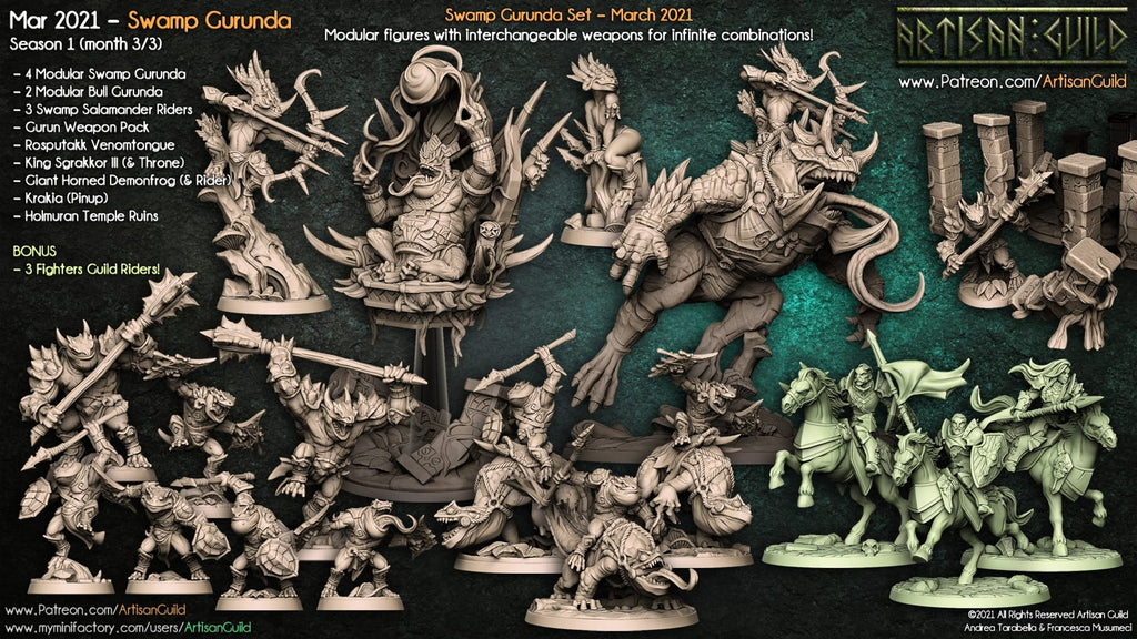 3D Printed Artisan Guild Modulars Gurunda Swamp Gurunda 28mm 32mm