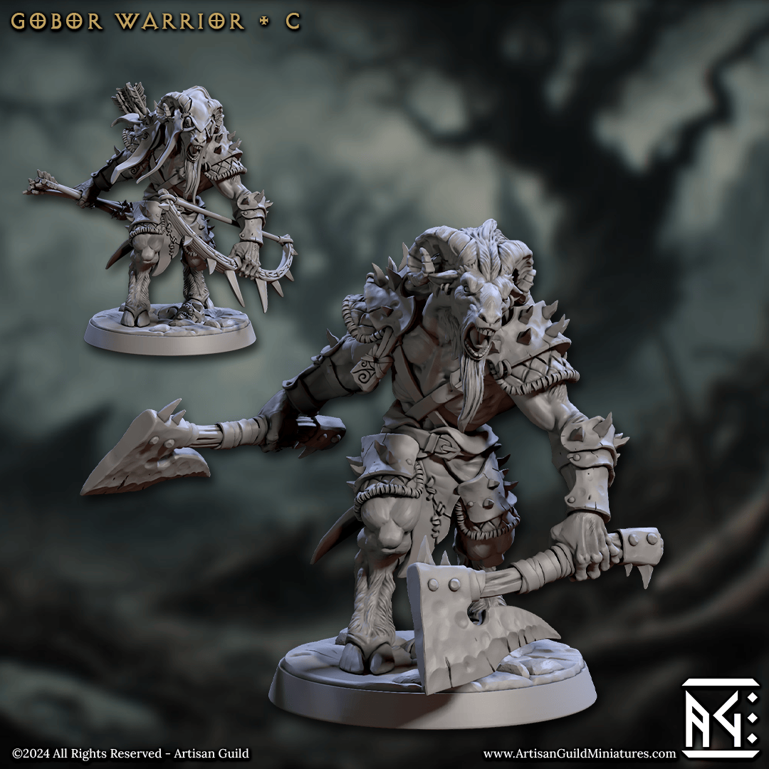 3D Printed Artisan Guild Gobor Warriors Set Rise of the Beastmen Set 28mm 32mm